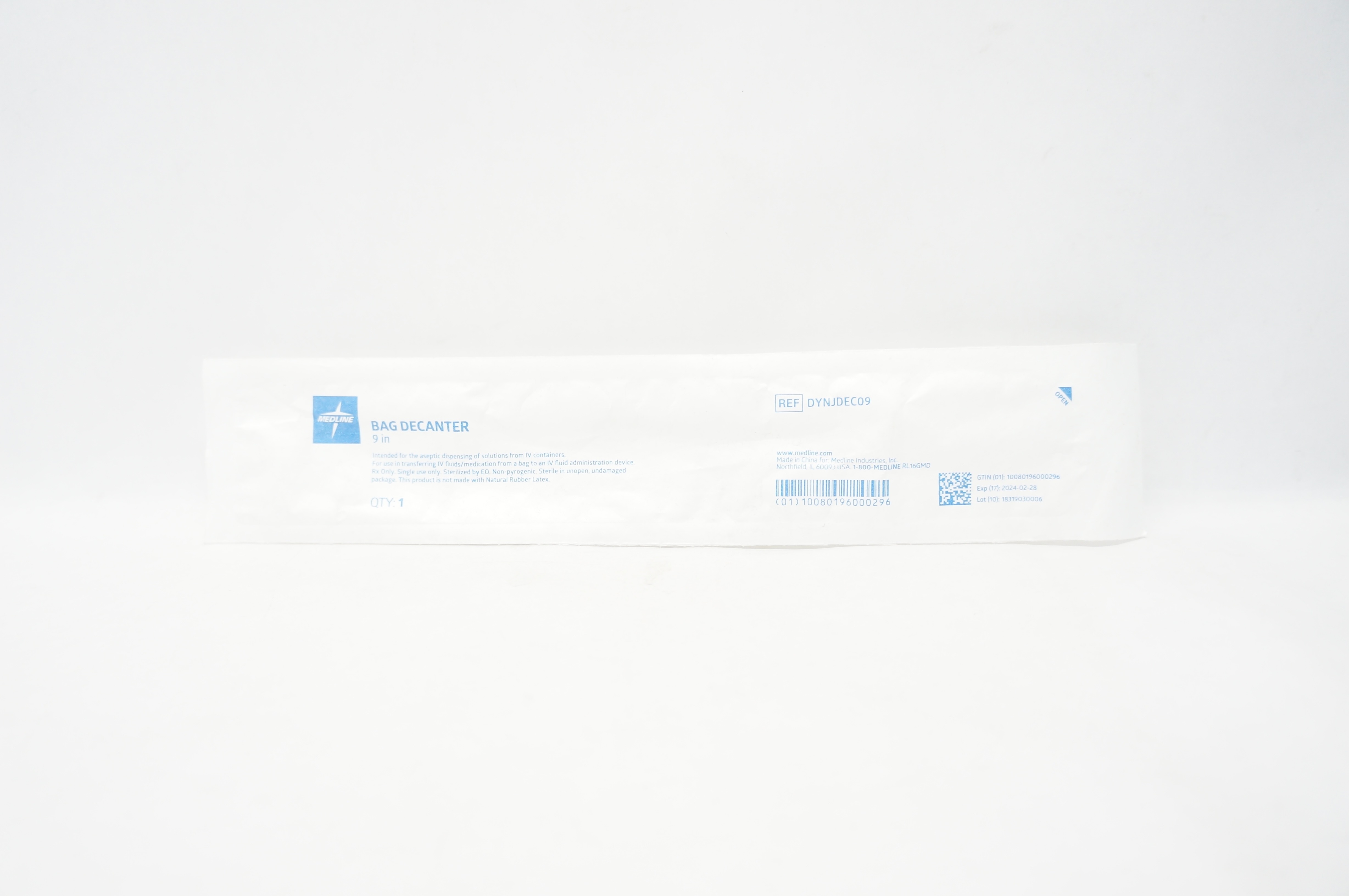 Medline DYNJDEC09 Bag Decanter 9inch