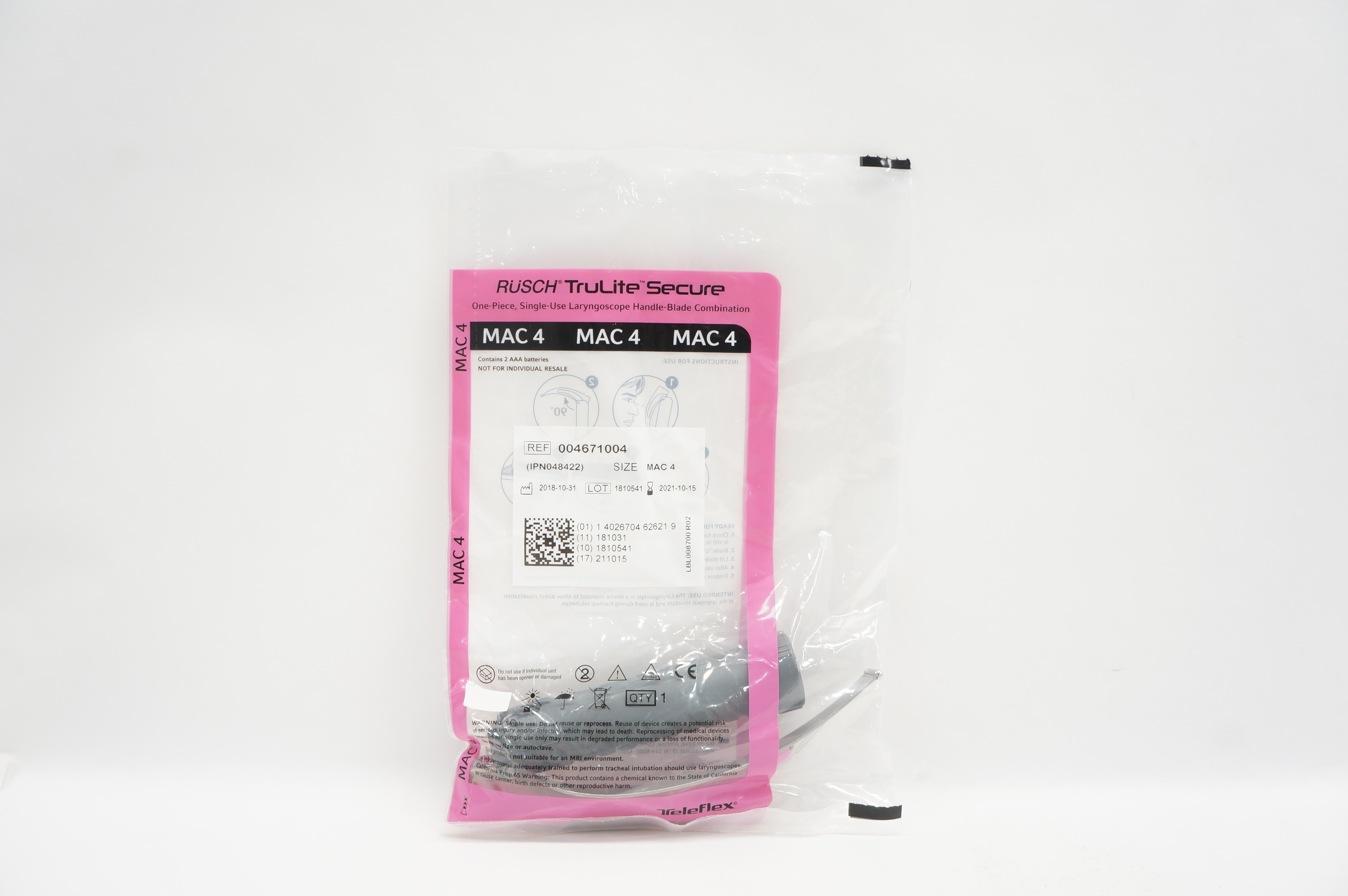 Teleflex 004671004 TruLite Secure Laryngoscope Handle-Blade Combination MAC 4(x)