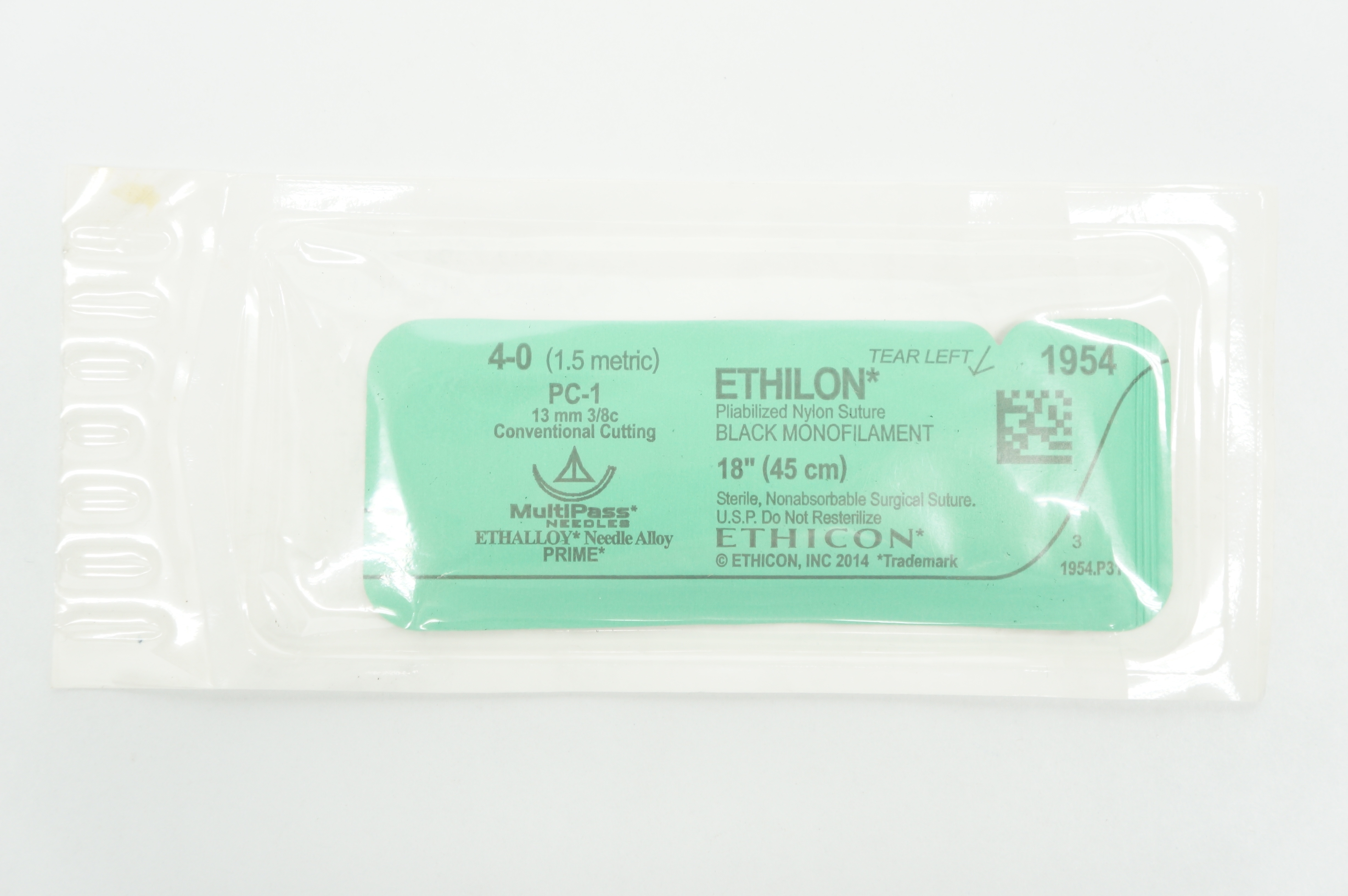 Ethicon 1954 4-0 Piabilized Stre. Monofilament, 18in. Conventional Cutting 13mm