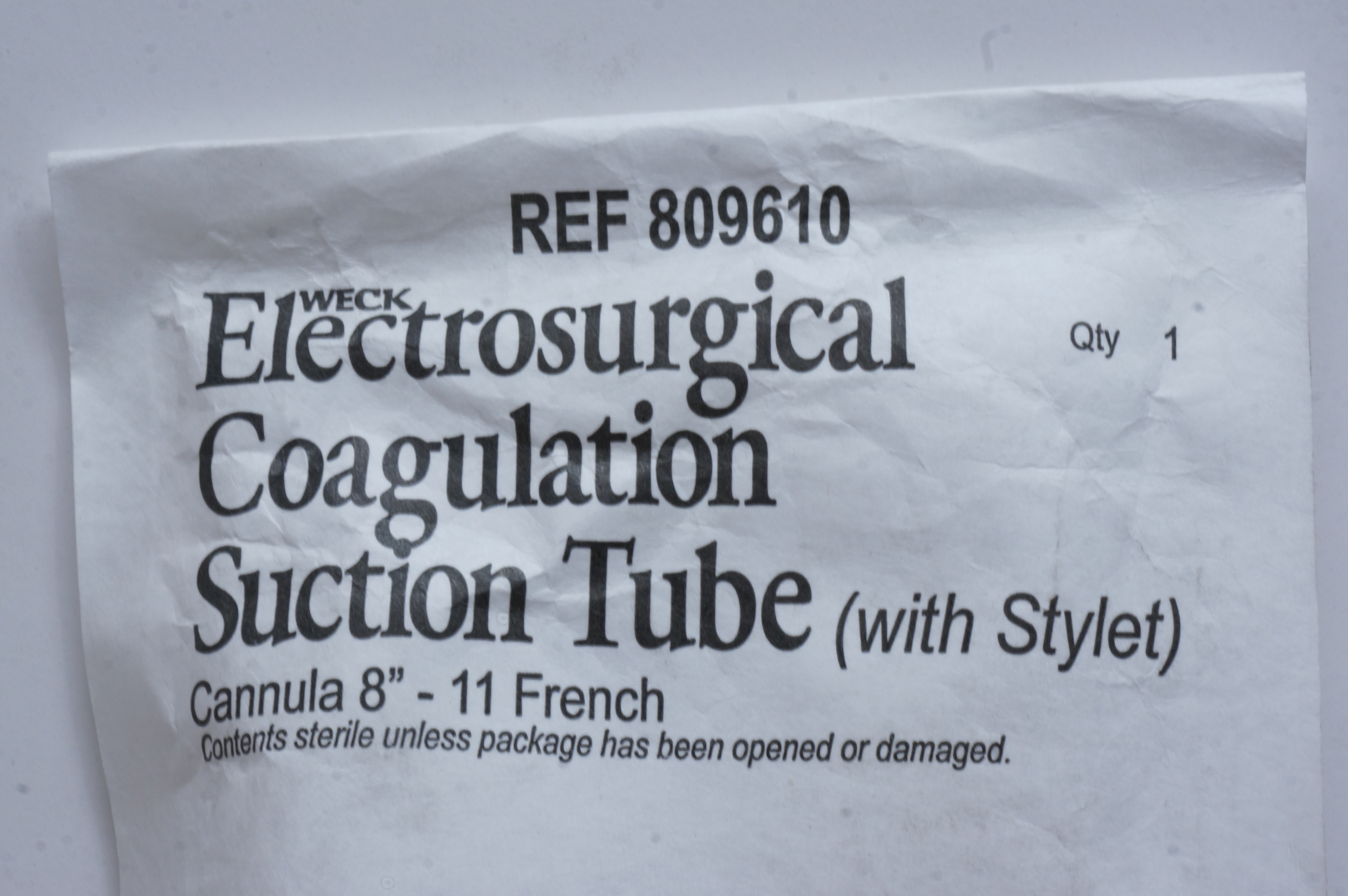 Teleflex 809610 Weck Electrosurgical Coagulation Suction Tube, 8inch - 11Fr. (x)