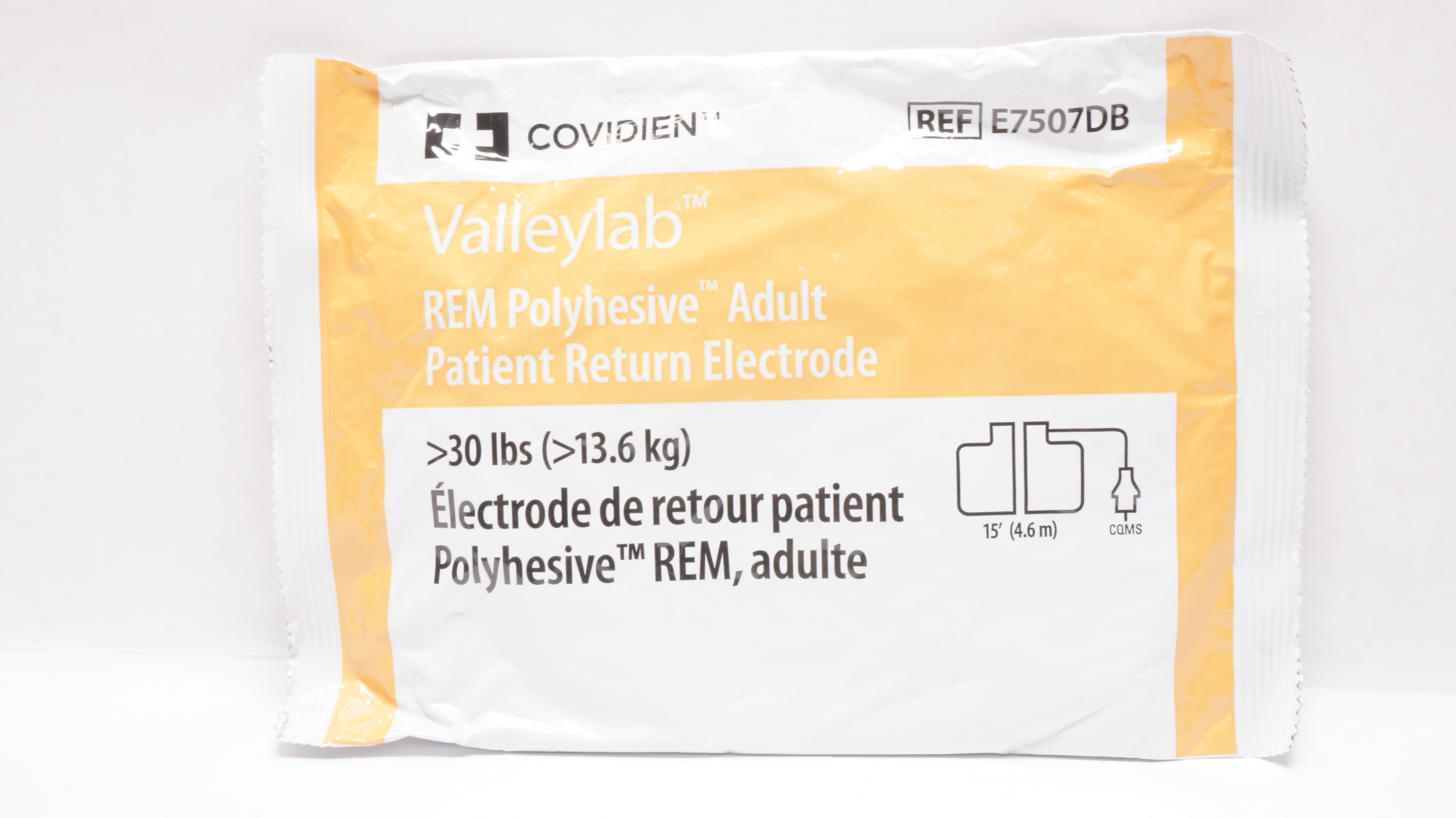 Covidien E7507DB Valleylab REM Polyhesive Adult Patient Return Electrode >30lbs