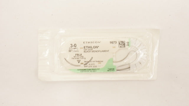 Ethicon 1673 3-0 ETHILON Nylon Stre FSLX, 36mm 3/8c Reverse Cutting, 30inch (x)