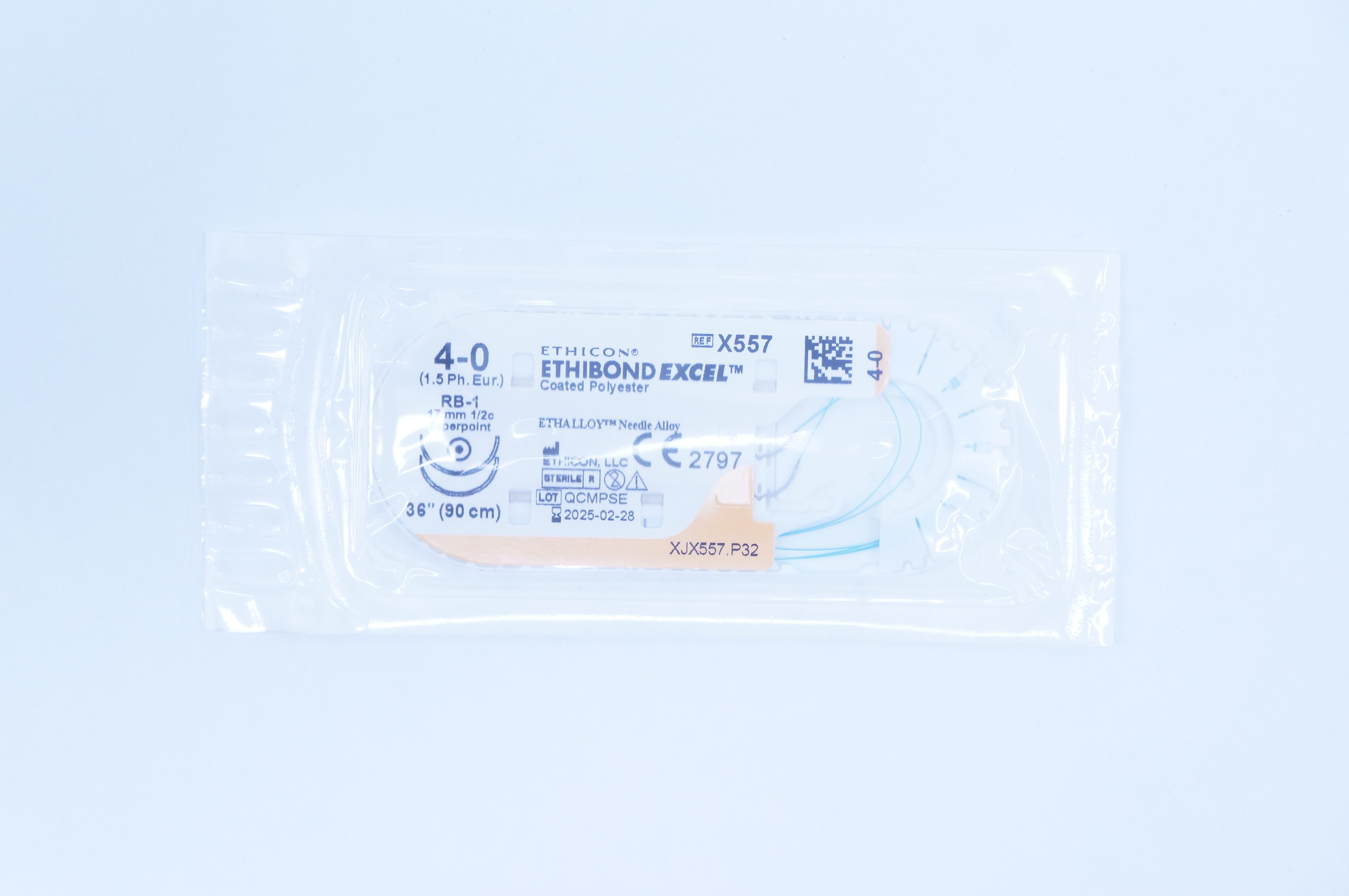 Ethicon X557 4-0 Ethibond Excel RB-1 17mm 1/2c Taperpoint, 36inch