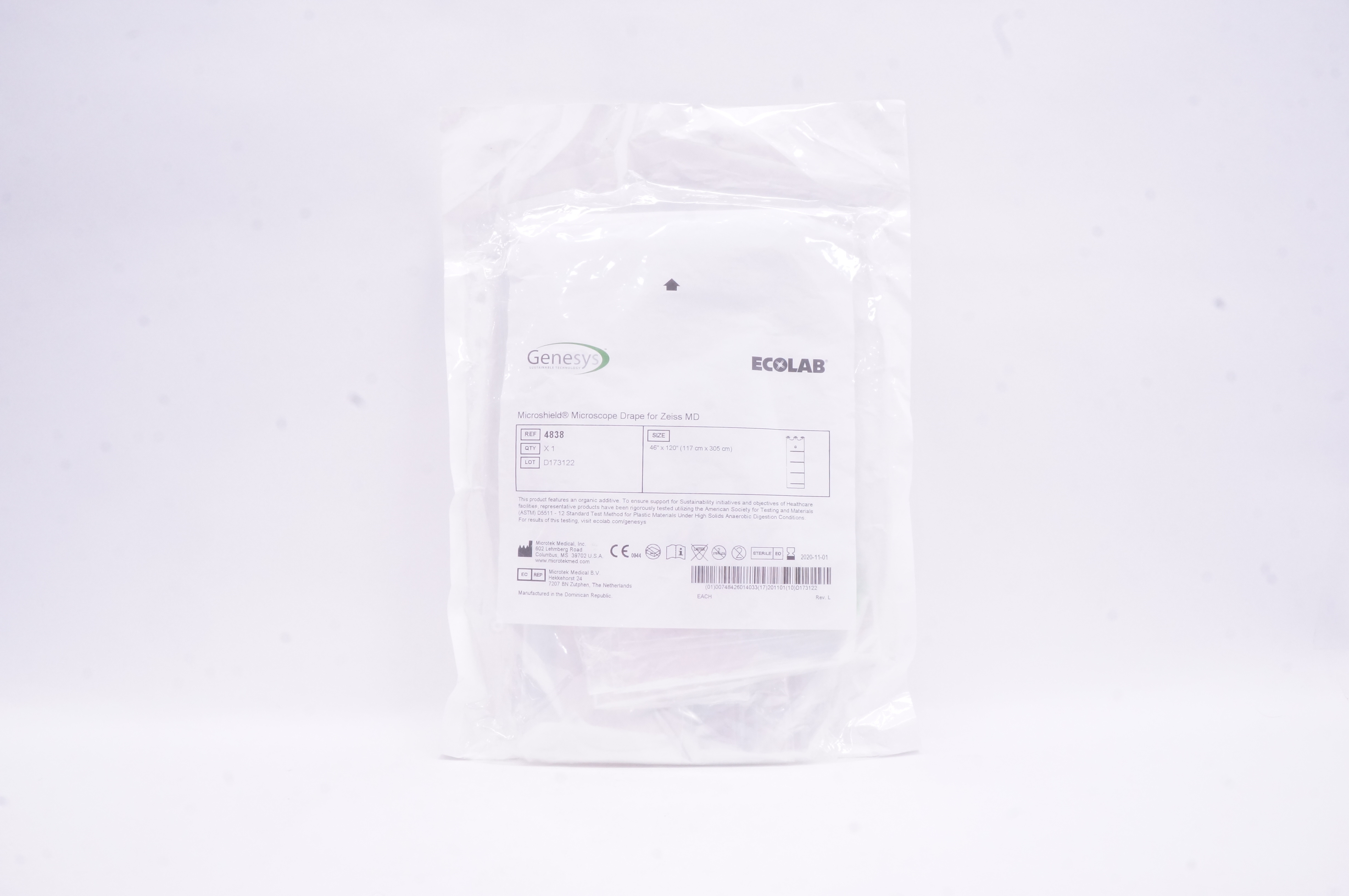 Microtek 4838 Genesys Microshield Microscope Drape for Zeiss MD 46 x 120inch (x)