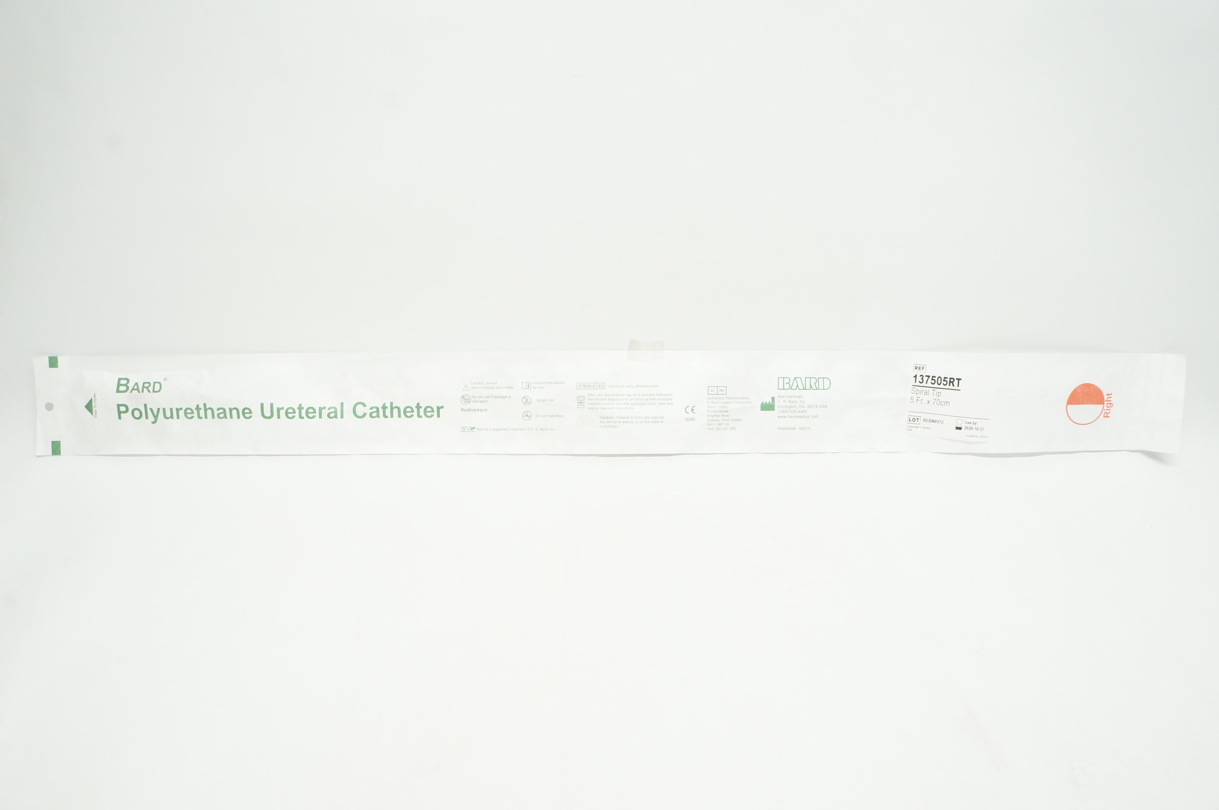 Bard 137505RT Polyurethane Ureteral Cath. Spiral Tip 5Fr x 70cm (x)