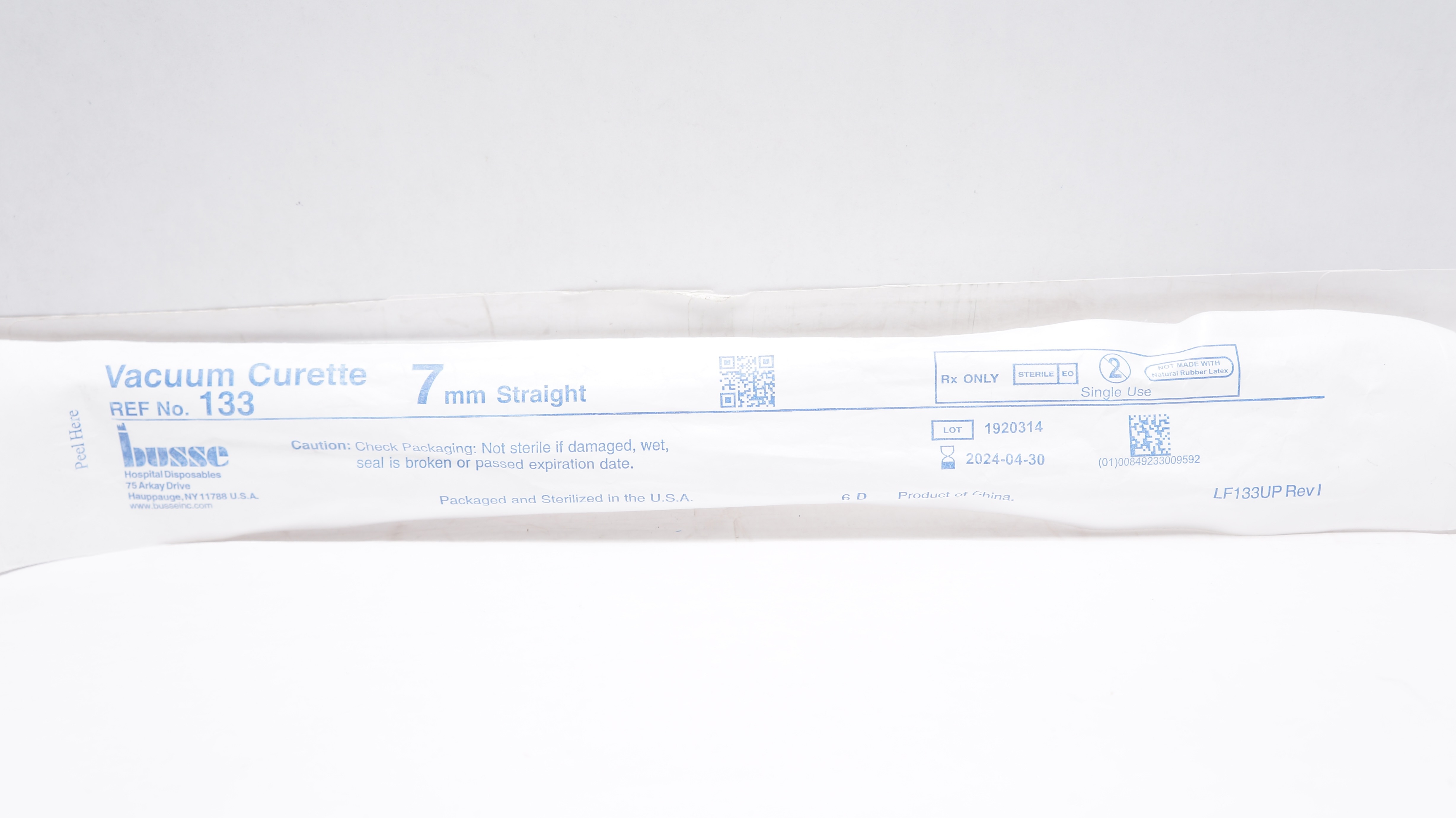 Busse 133 Vacuum Curette 7mm Straight