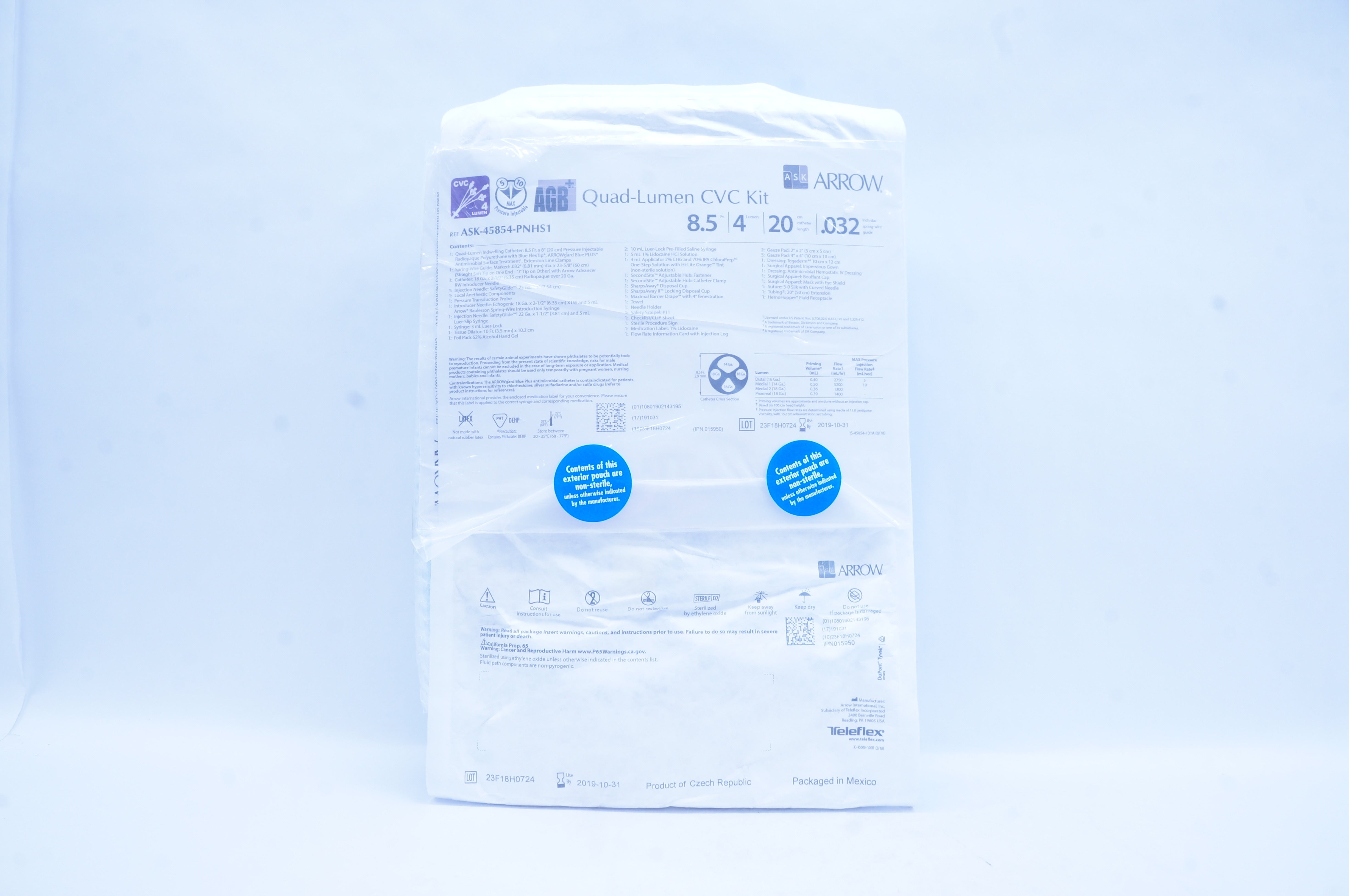 Teleflex ASK-45854-PNHS1 Quad-Lumen CVC Kit 8.5Fr x 20cm (x)