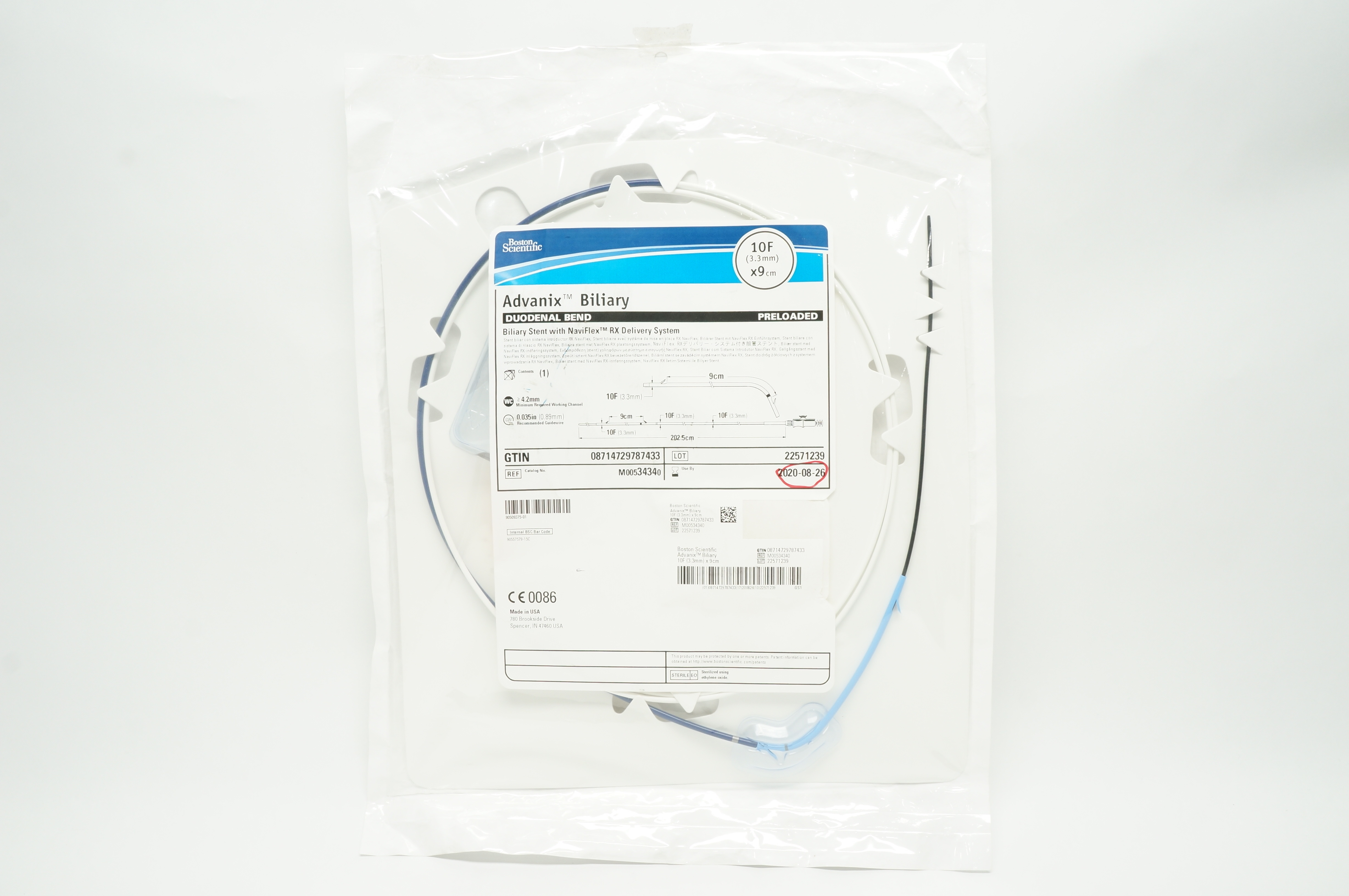 Boston Scientific M00534340 Advanix Biliary Duodenal Bend Stnt 10F x 9cm (x)