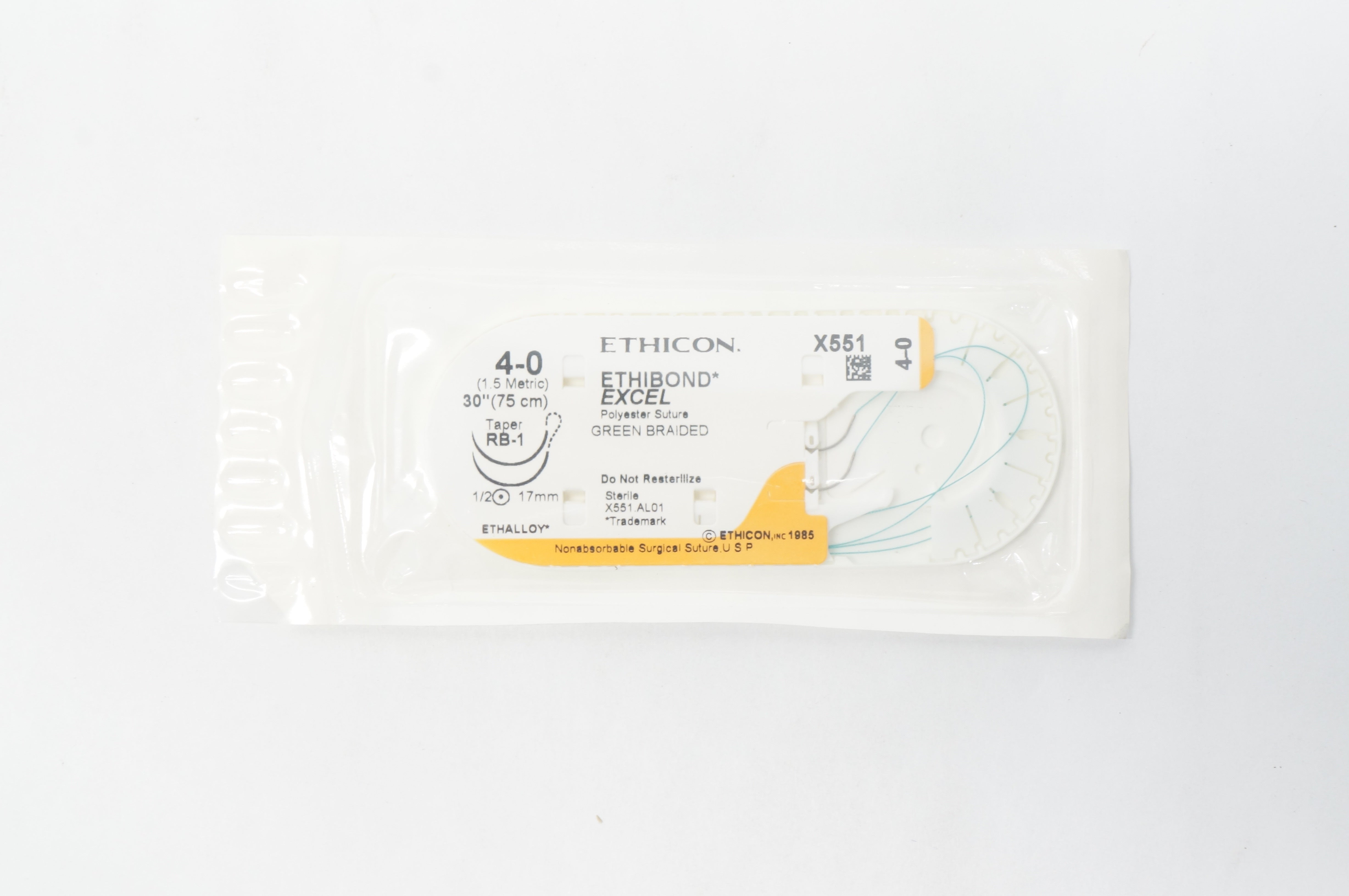 Ethicon X551 4-0 ETHIBOND EXCEL RB-1 17mm 1/2c Taper 30inch (x)