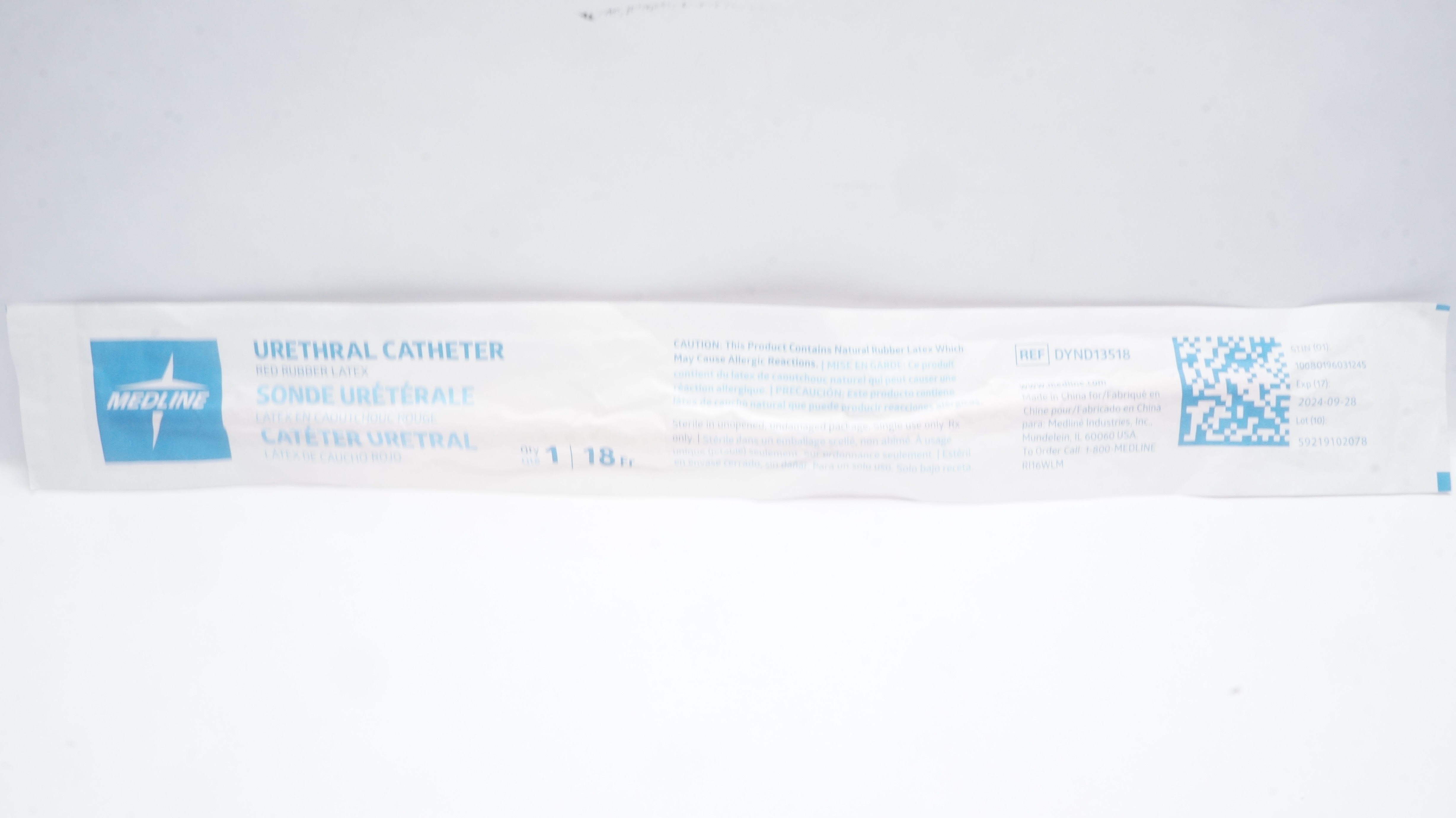 Medline DYND13518 Urethral Cath. 18Fr. Red Rubber Latex (x)