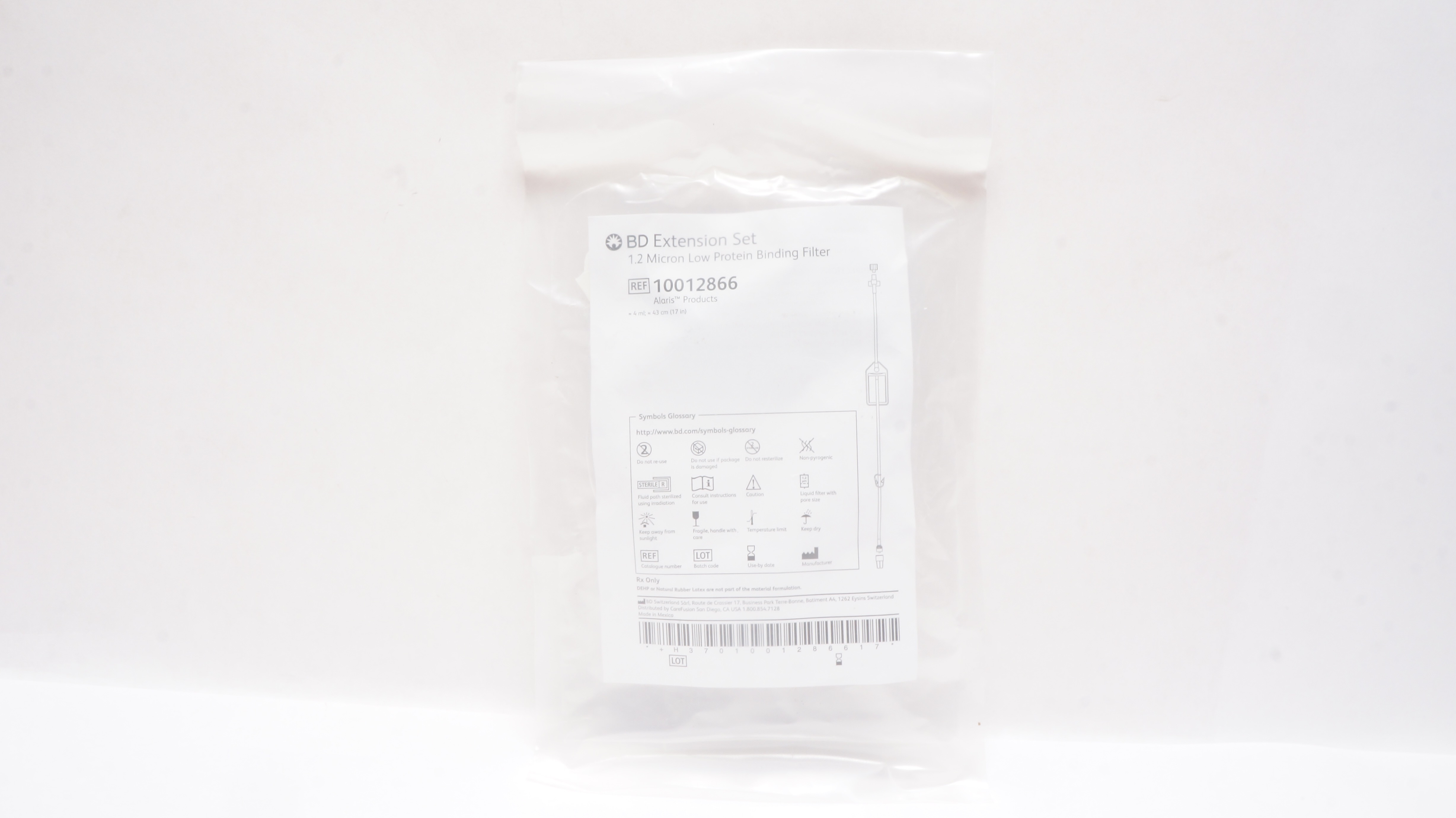 BD 10012866 Extension Set 1.2 Micron Low Protein Binding Filter 4mL x 17inch
