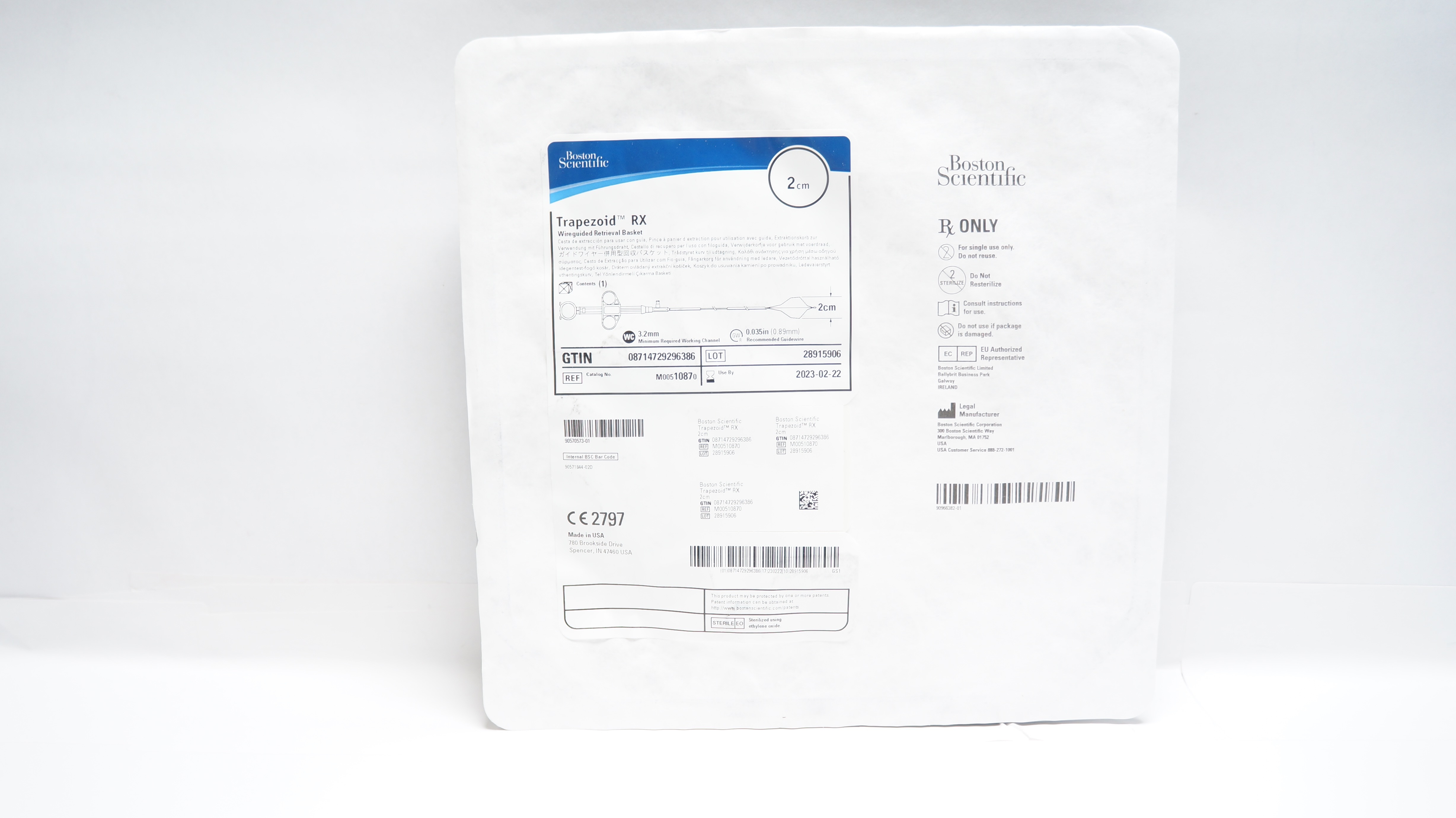 Boston Scientific M00510870 Trapezoid RX Wireguided Retrieval Basket 2cm (x)