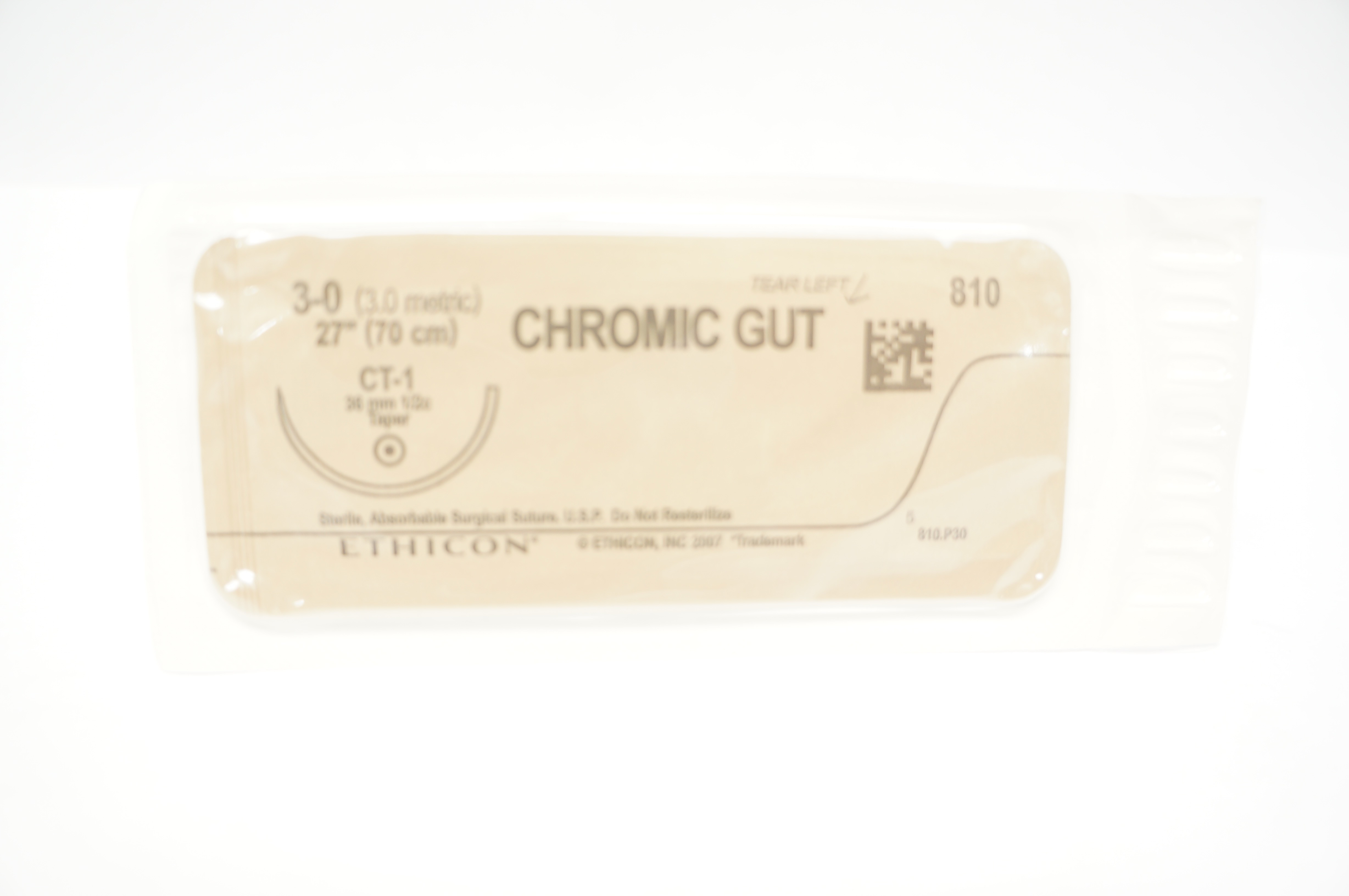 Ethicon 810 3-0 Chromic Gut Surgical Stre CT-1 36mm 1/2c Taper 27inch