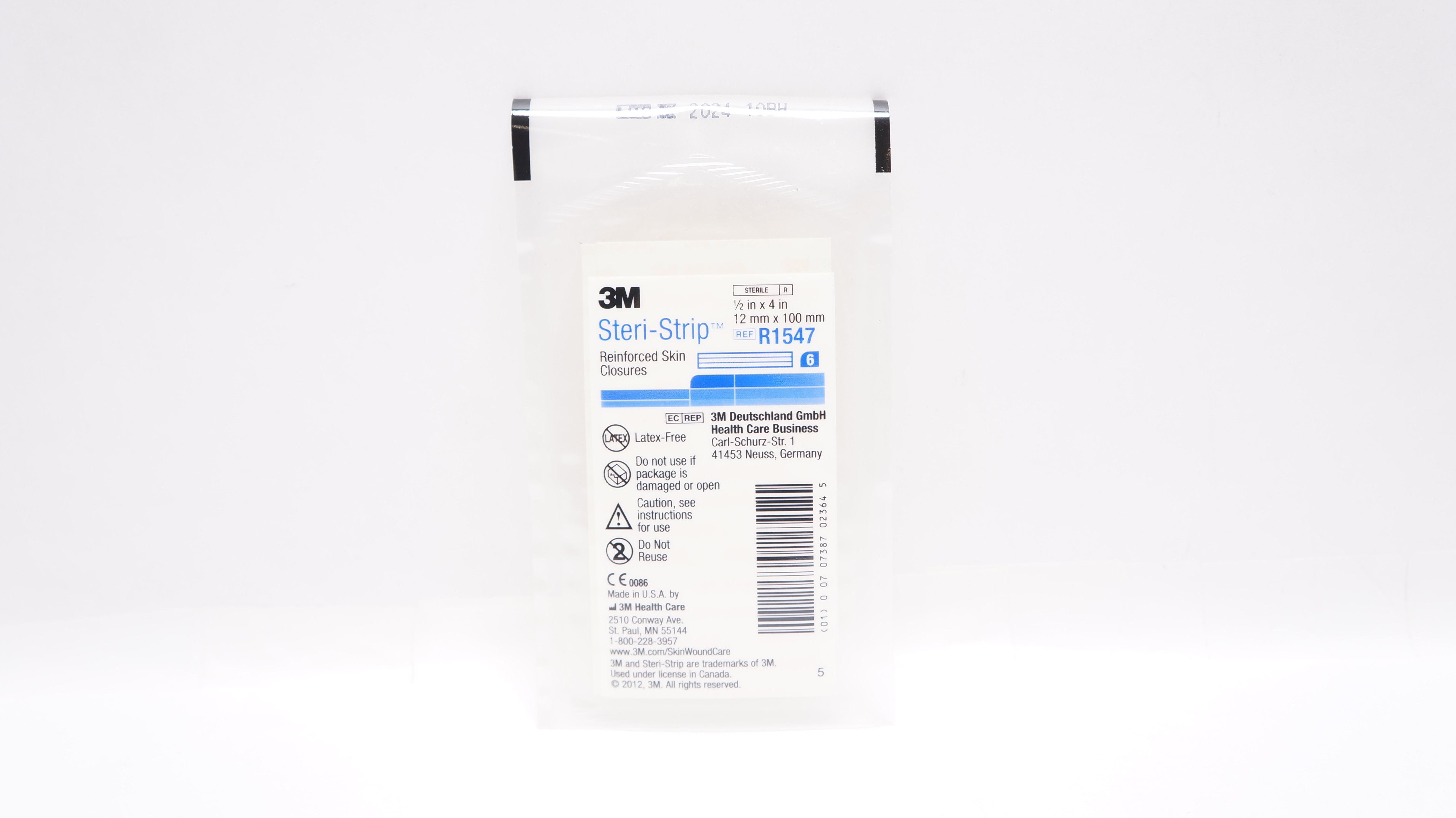 3M R1547 Steri-Strip Reinforced Skin Closures 1/2 inch x 4 inch - Pack of 6