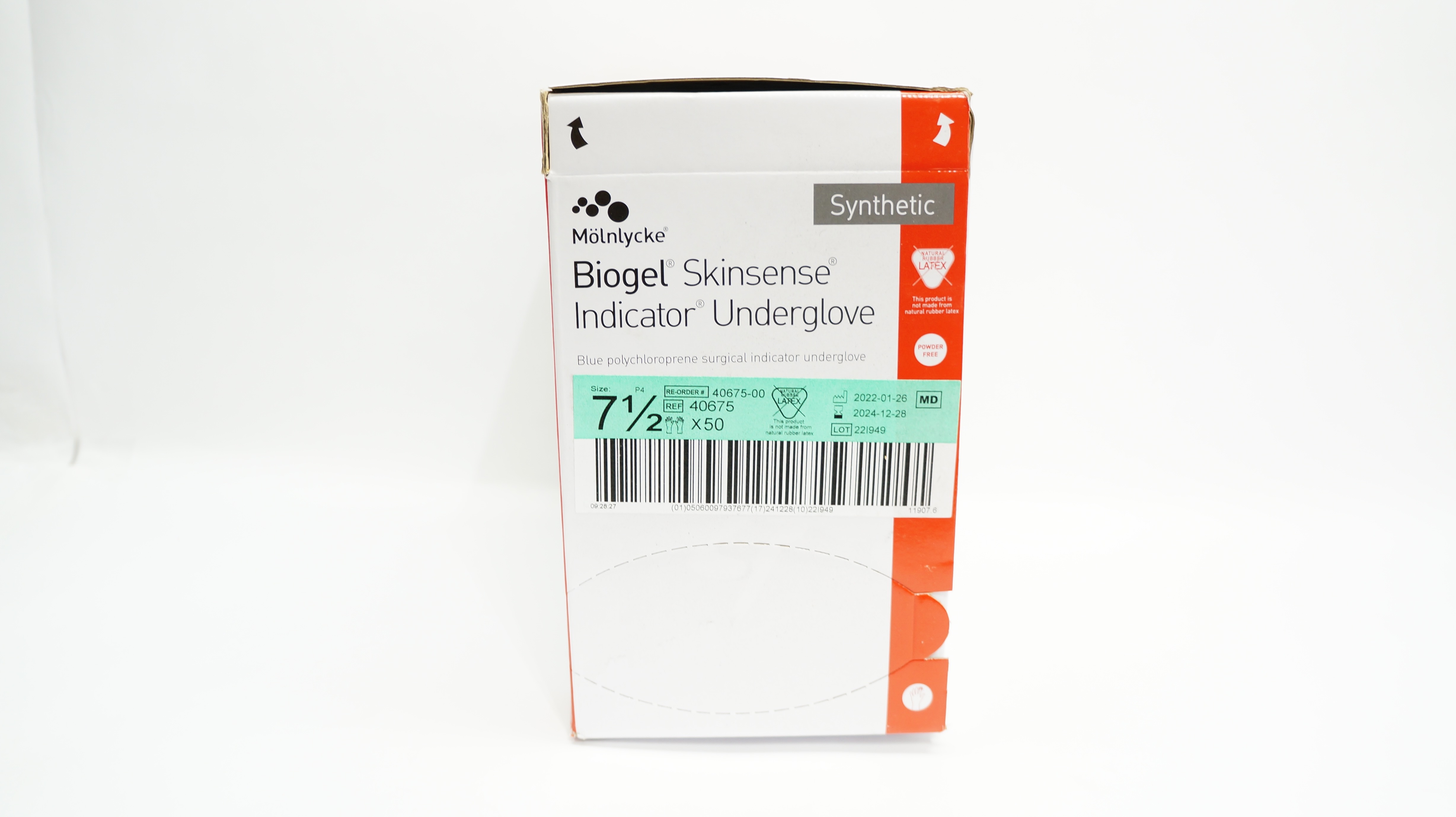 Molnlycke 40675 Biogel Skinsense Surgical Indicator Underglove 7-1/2 - Box of 50