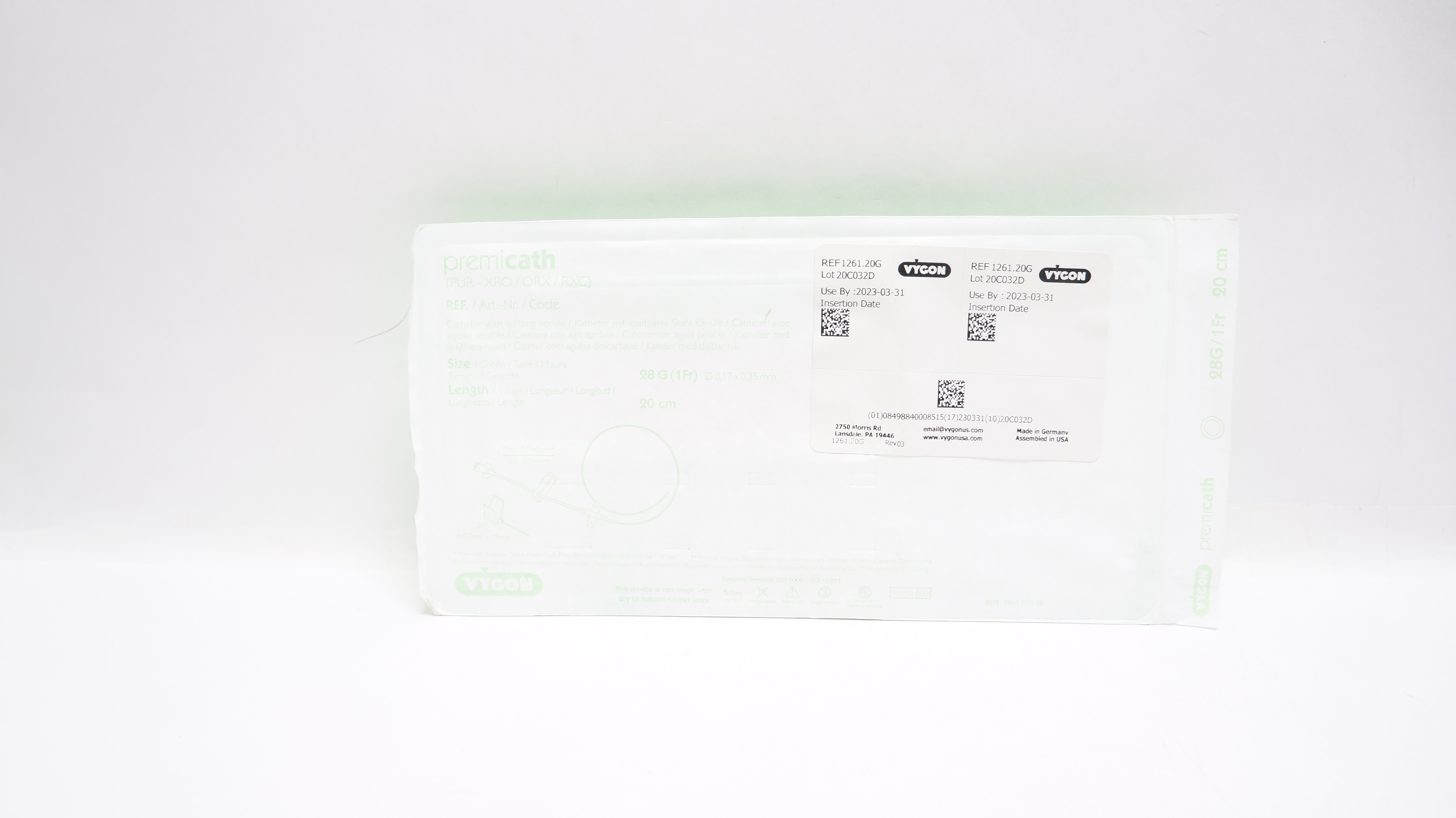 Vygon 1261.20G Premicath Neonatal Cath. 28G/1Fr And Splitting Ndle 20cm (x)