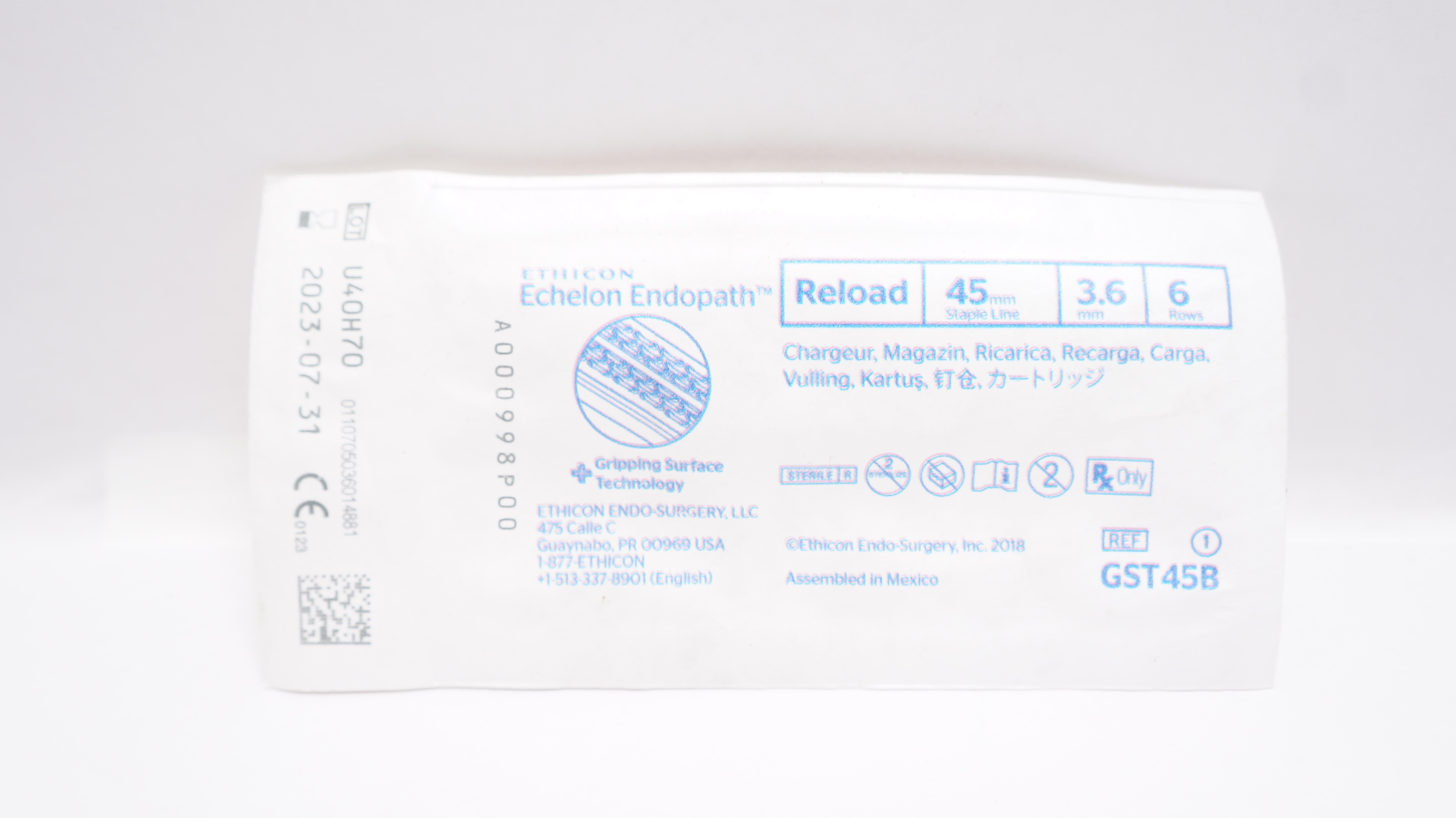 Ethicon GST45B Echelon Endopath Reload 45mm Staple Line 3.6mm 6 Rows