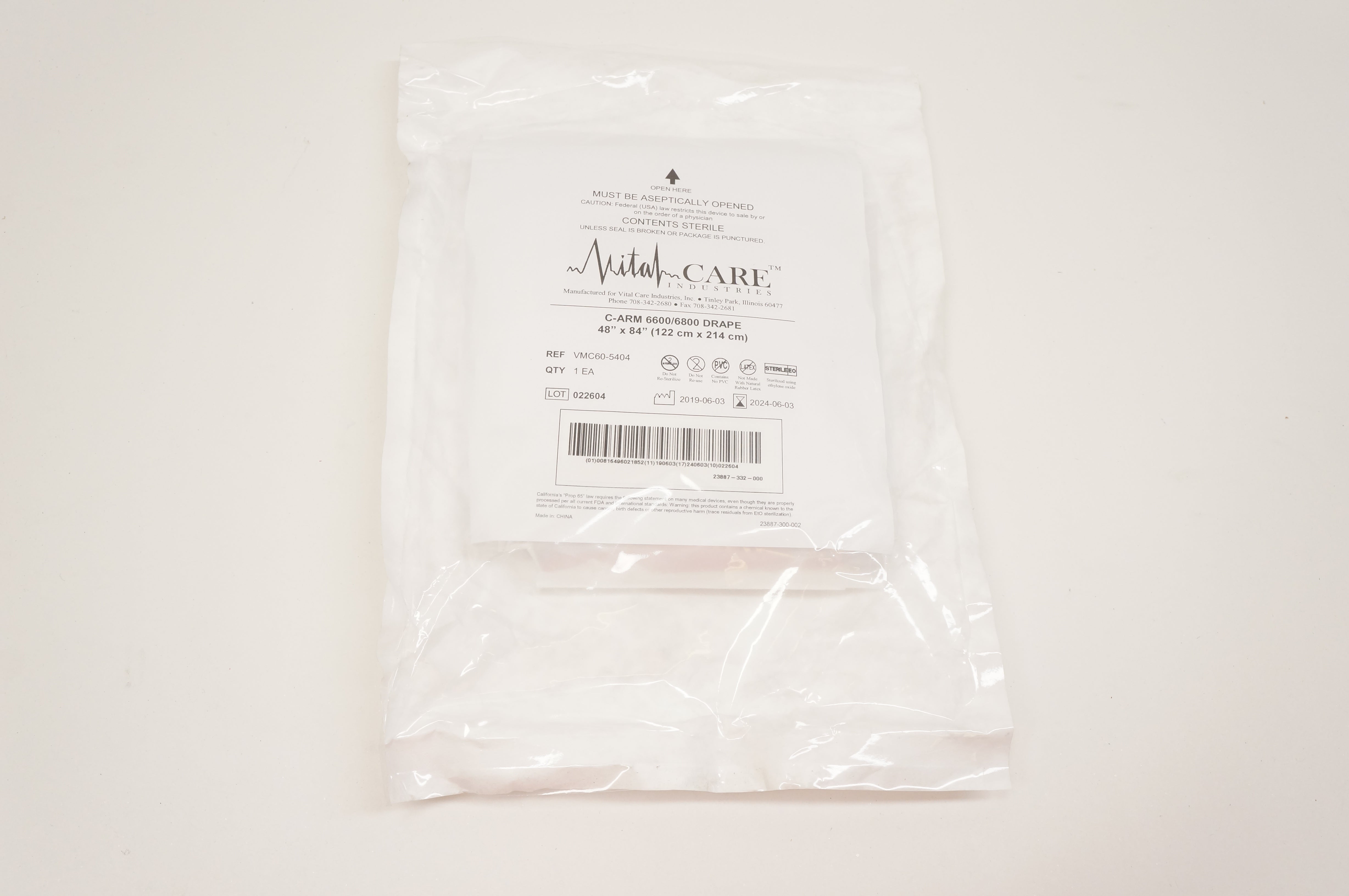 Vital Care VMC60-5404 C-ARM 6600/6800 Drape 48inch x 84inch