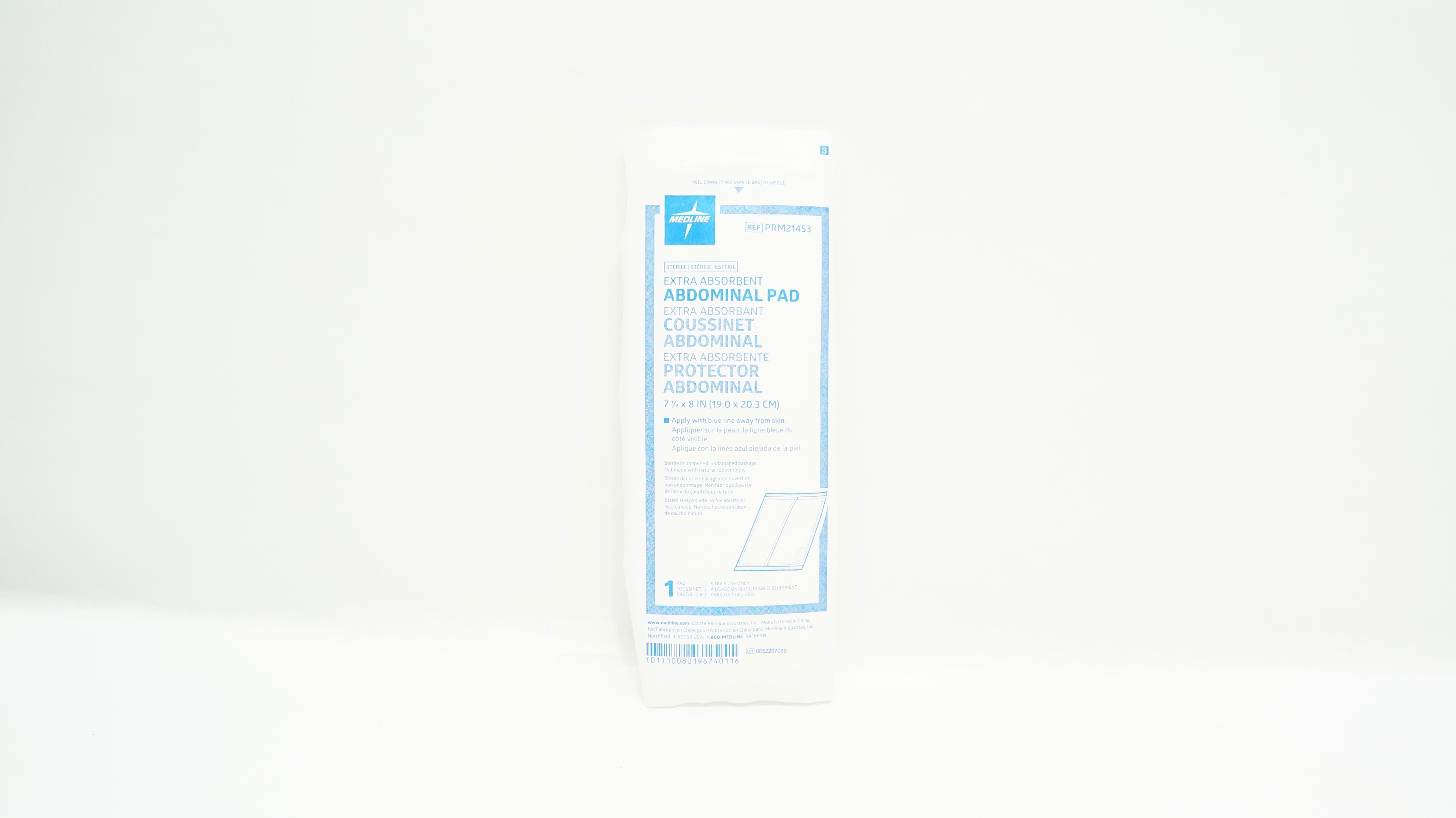 Medline PRM21453 Extra Absorbent Abdominal Pad 7-1/2 x 8 inch