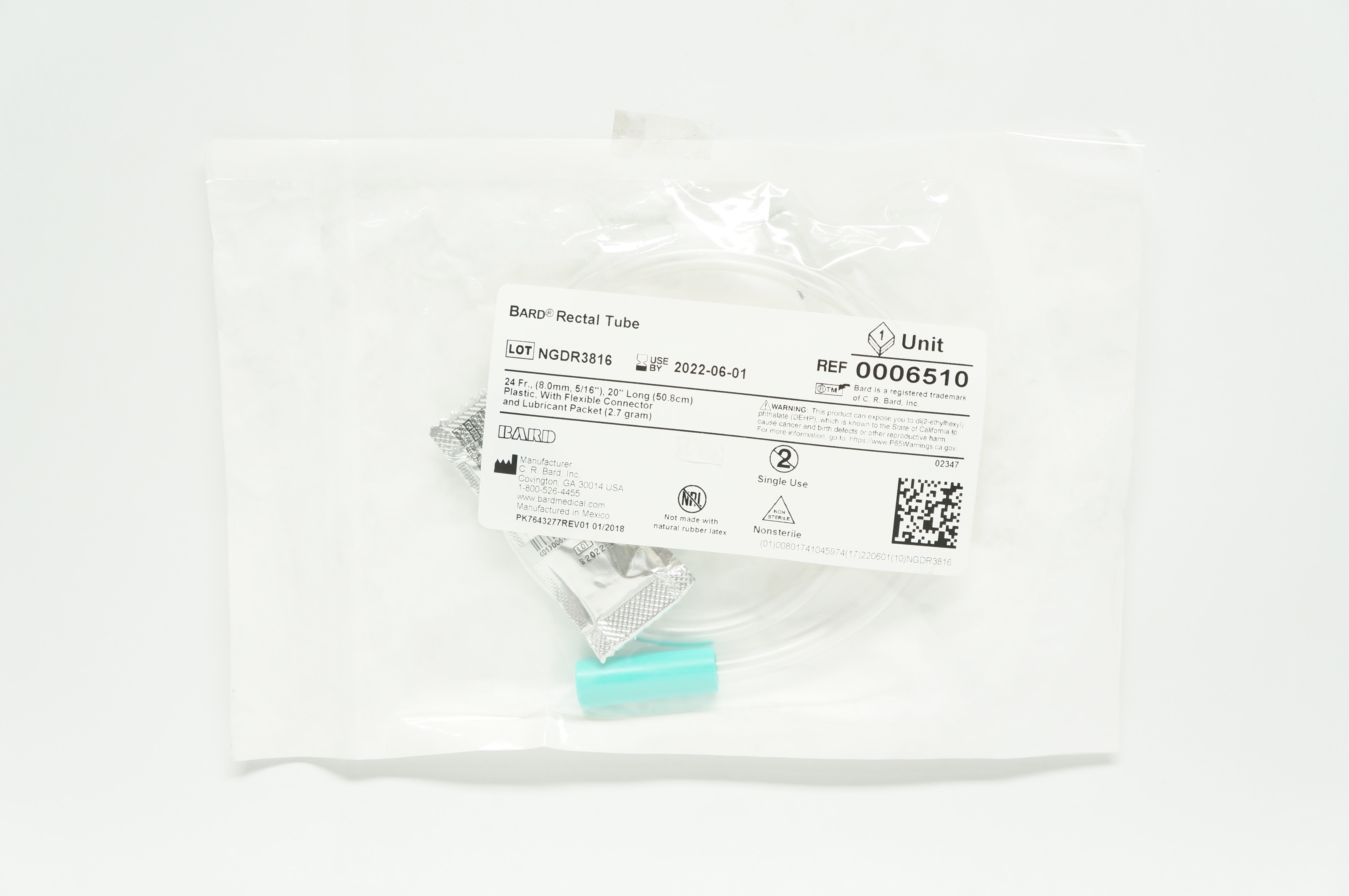 Bard 0006510  Rectal Tube 24Fr, 20 inch Long, 2.7 gram