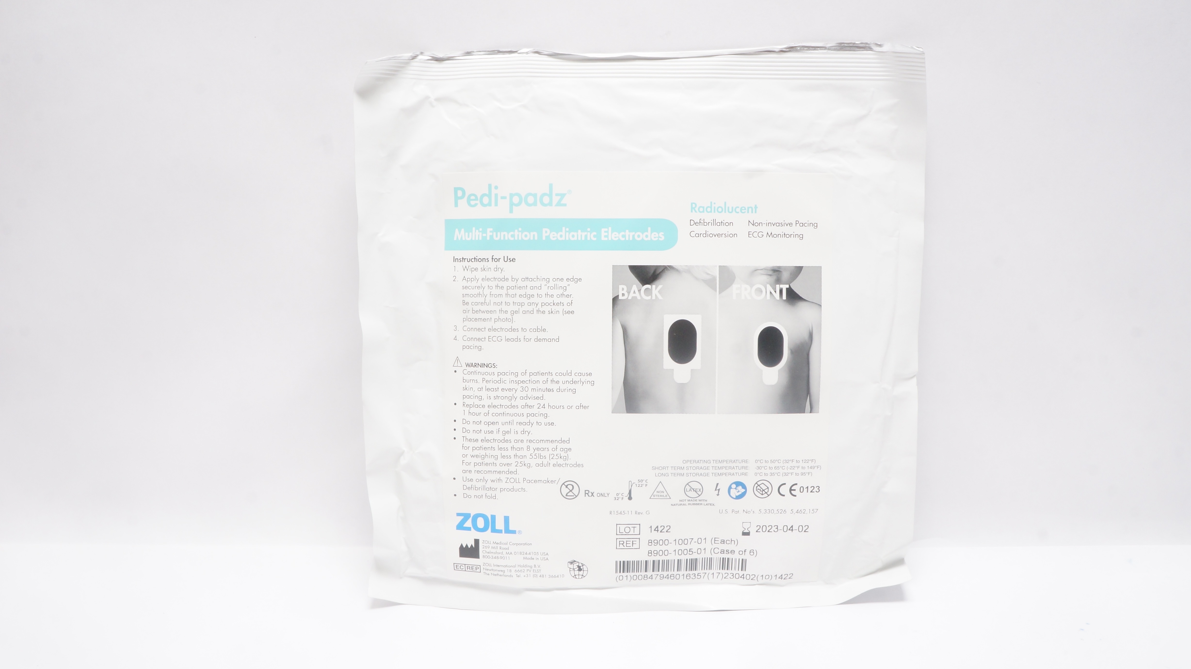 Zoll 8900-1007-01 Pedi-Padz Multi-Function Pediatric Electrodes >55lbs. (x)