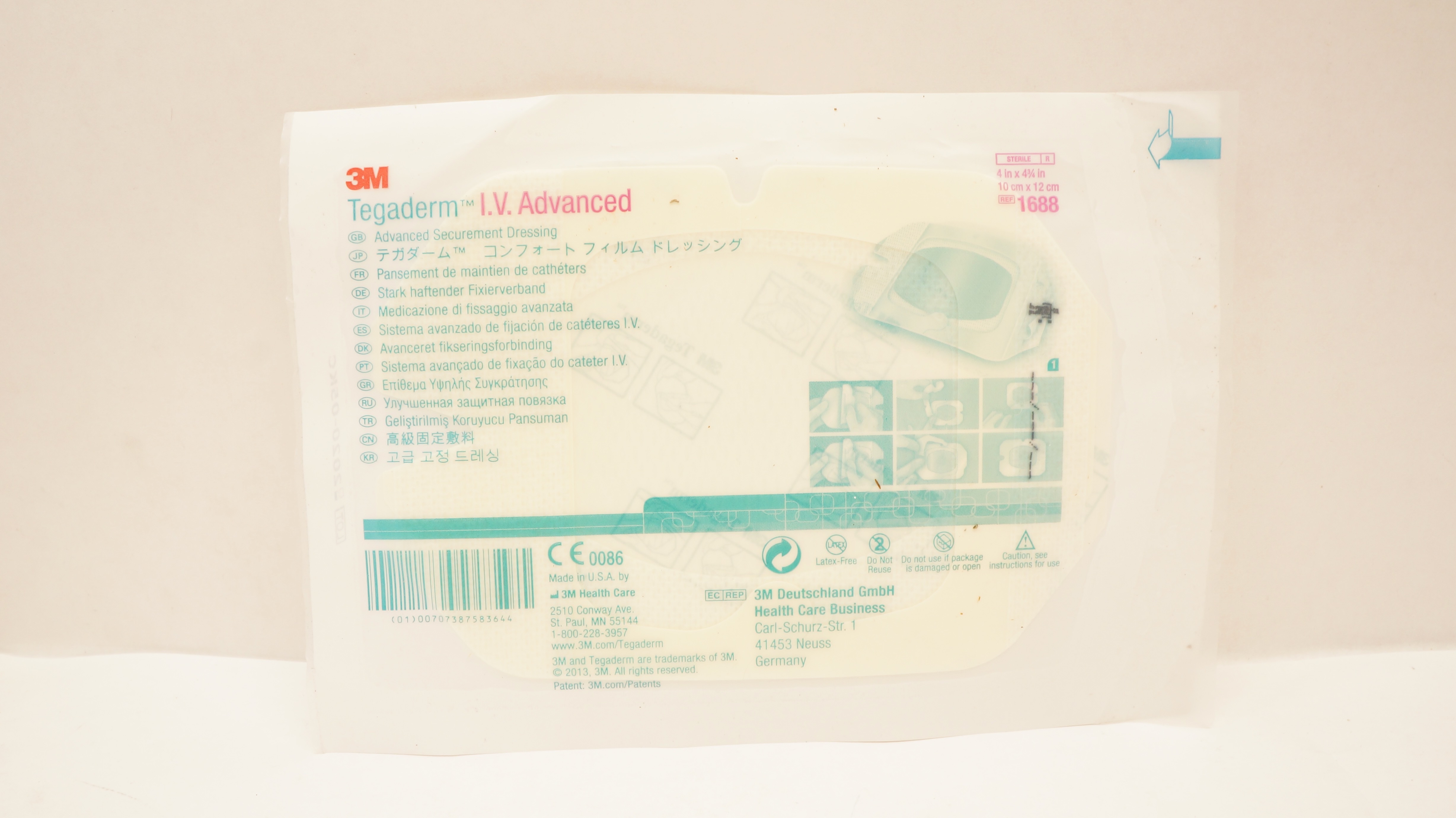 3M 1688 Tegaderm I. V. Advanced Securement Dressing 4 inch x 4-3/4 inch (x)