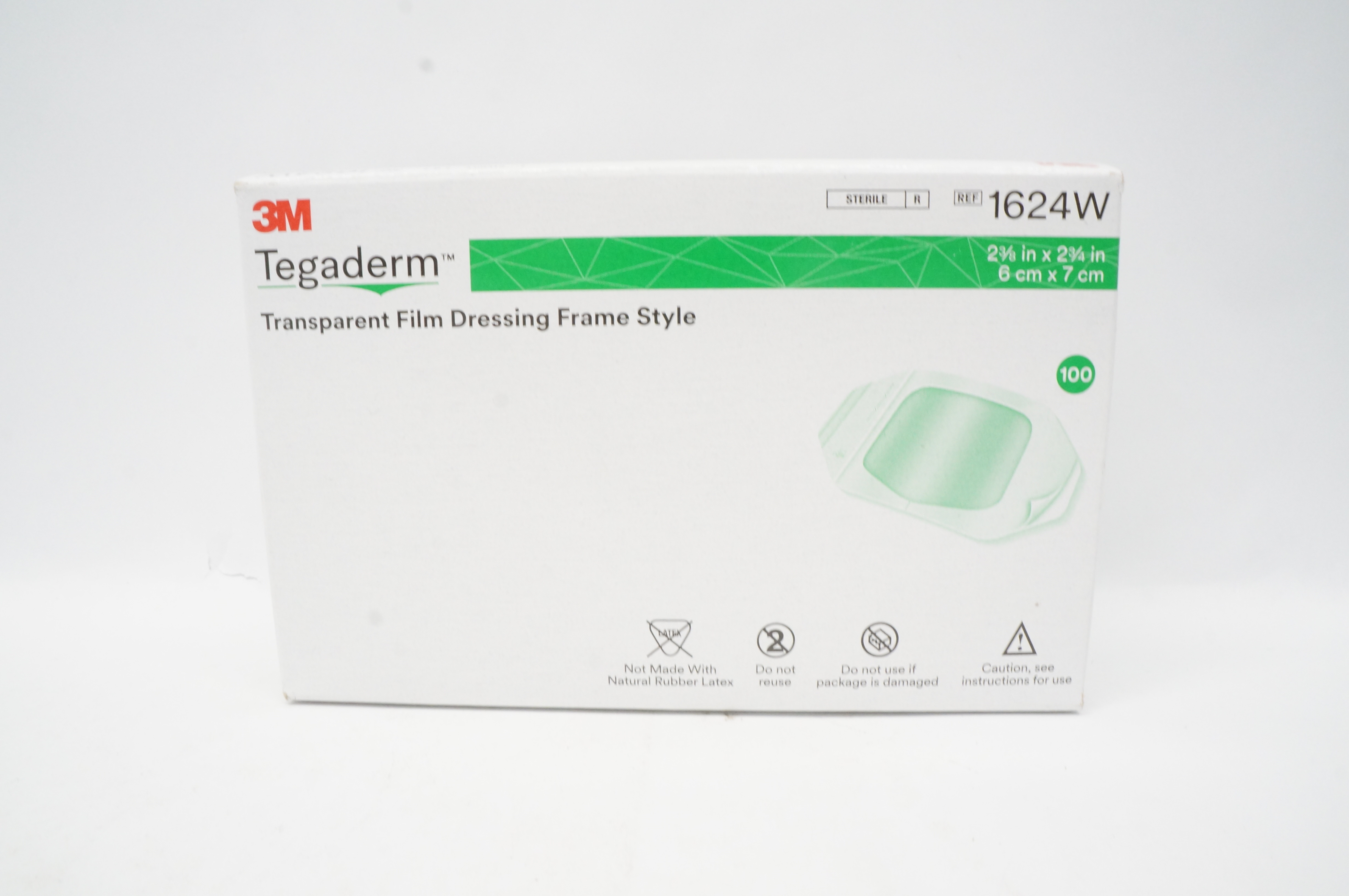 3M 1624W Tegaderm Transparent Film Dressing 2 3/8 inch x 2 3/4 inch - Box of 100
