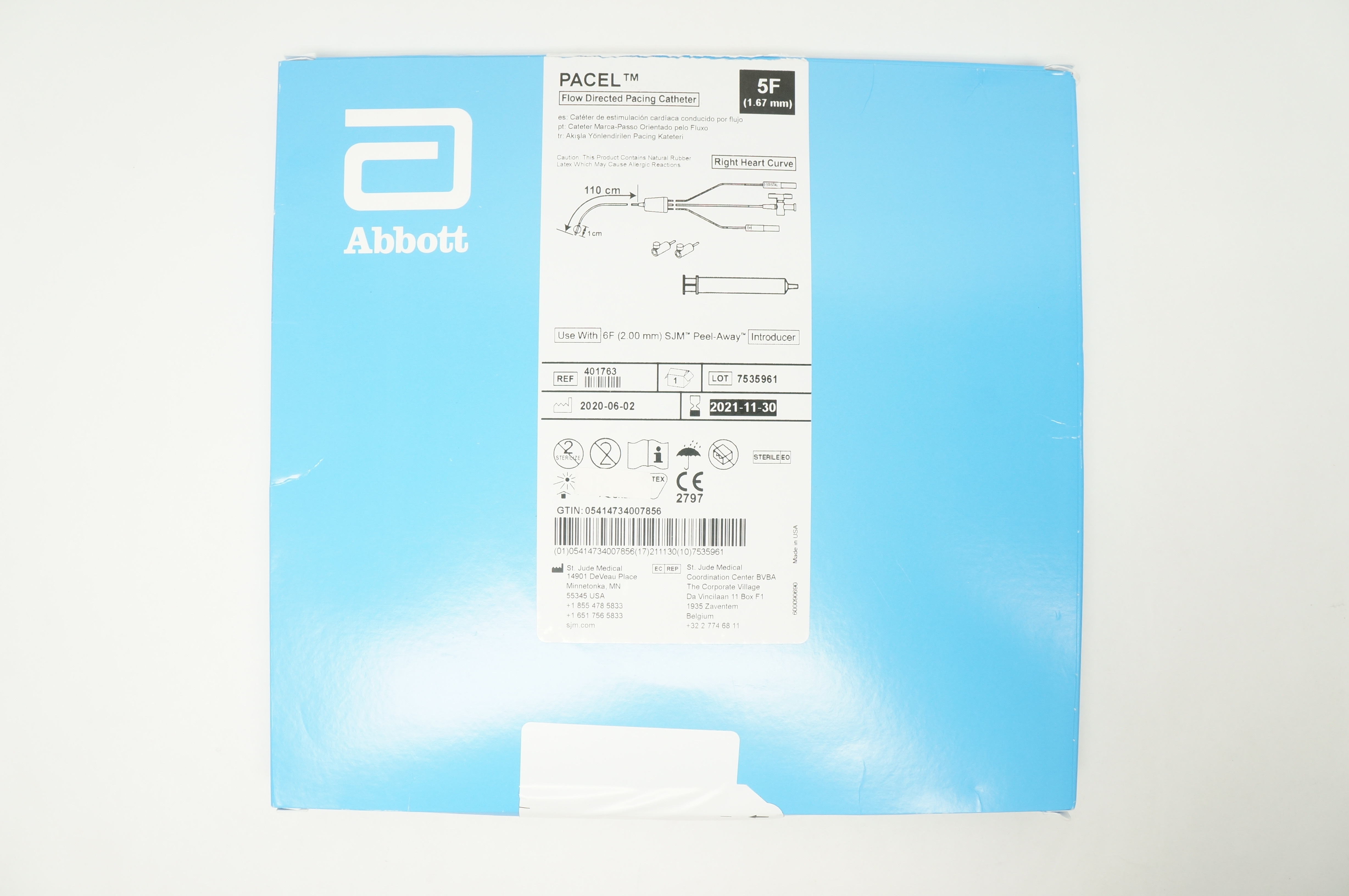 Abbott 401763 Pacel Flow Directed Pacing Cath. 5F x 110cm