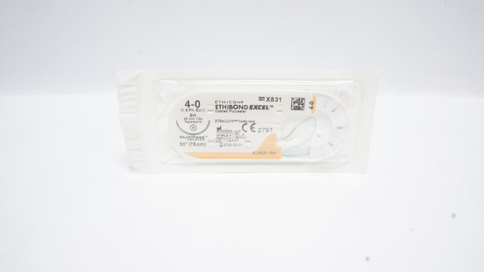 Ethicon X831 ETHIBOND EXCEL Suture 4-0 30" Coated Polyester