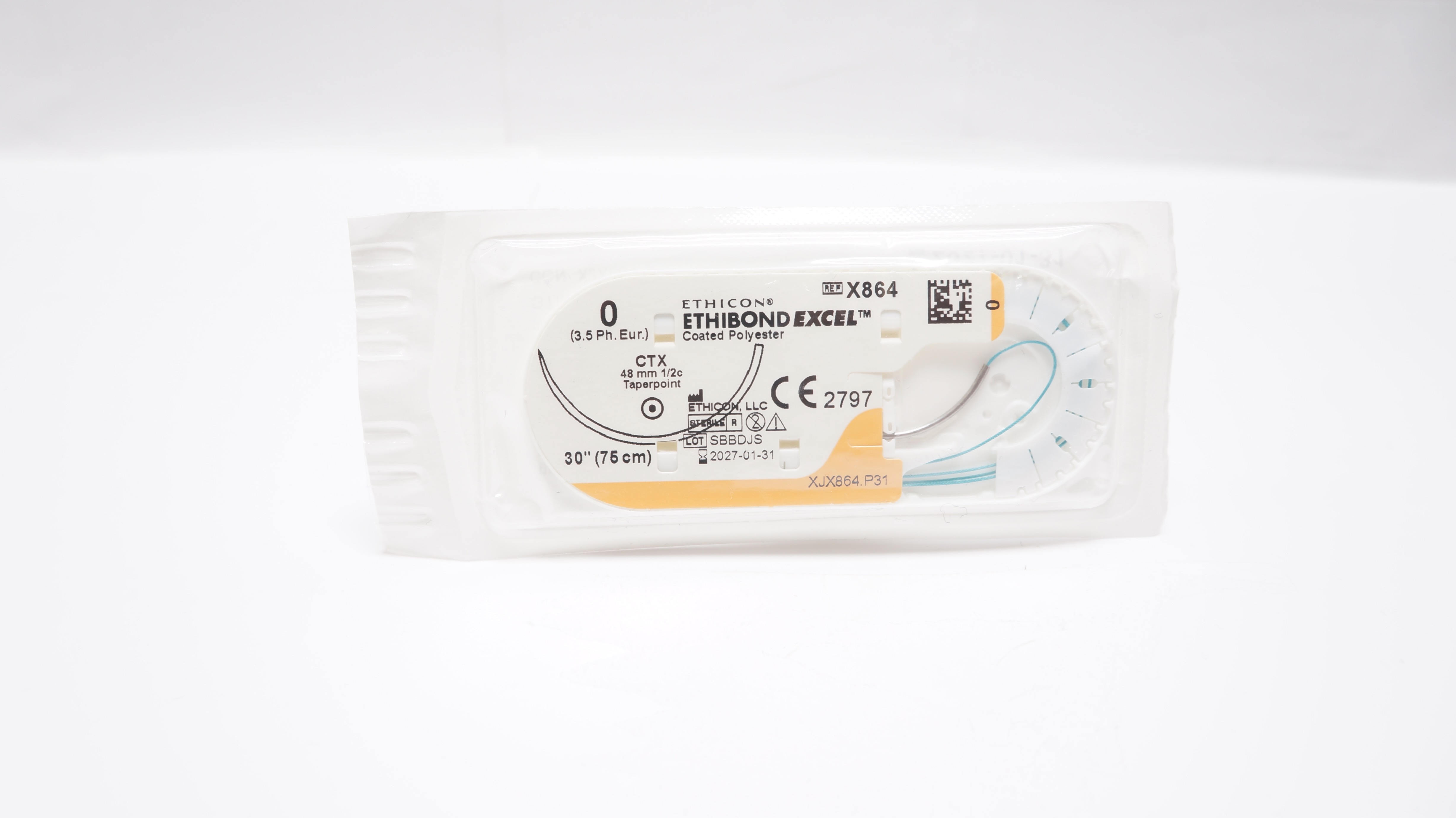 Ethicon X864 0 ETHIBOND EXCEL, CTX, 48mm 1/2c Taperpoint, 30 inch