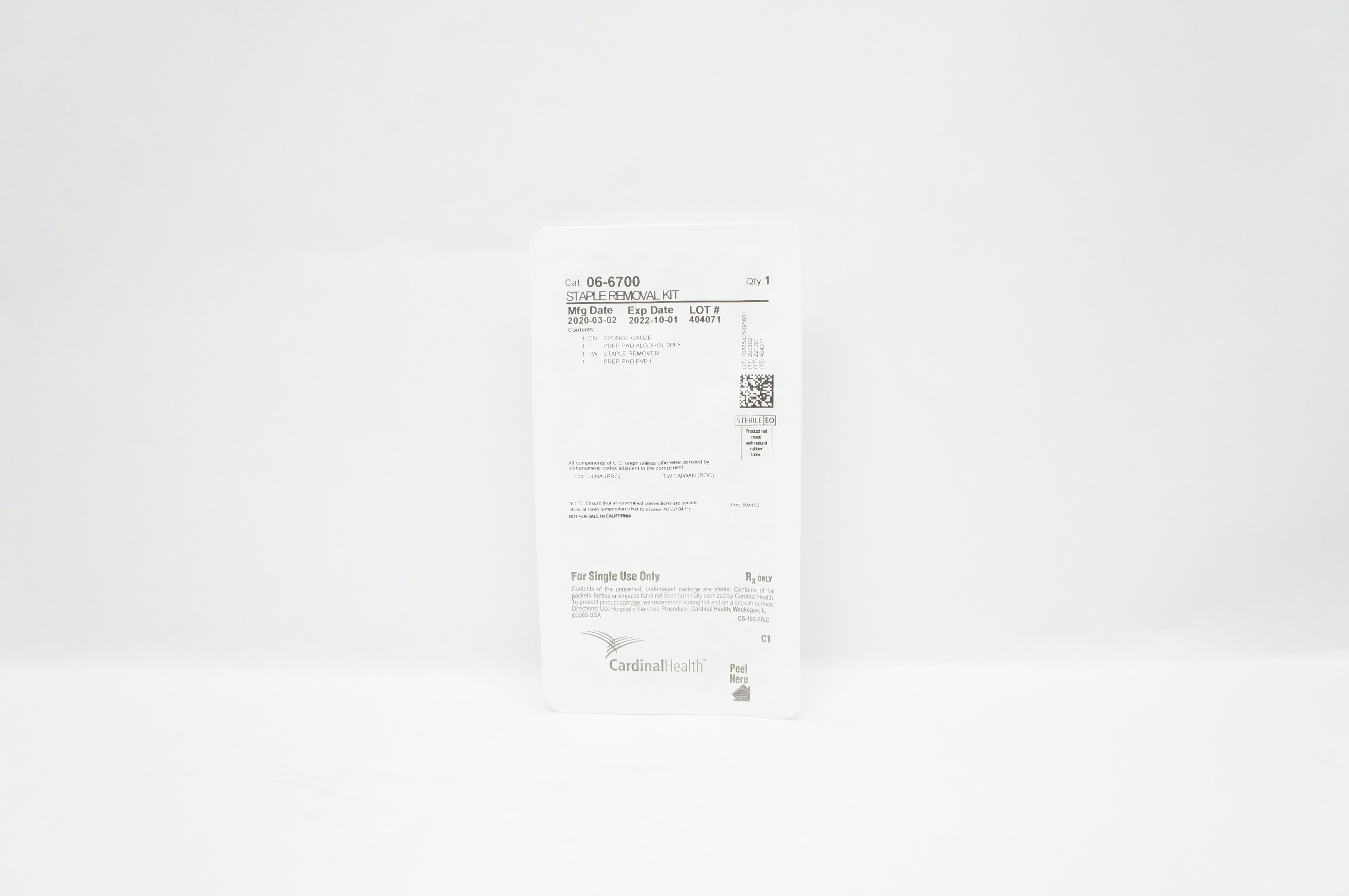 Cardinal Health 06-6700 Sterile Staple Removal Kit (x)