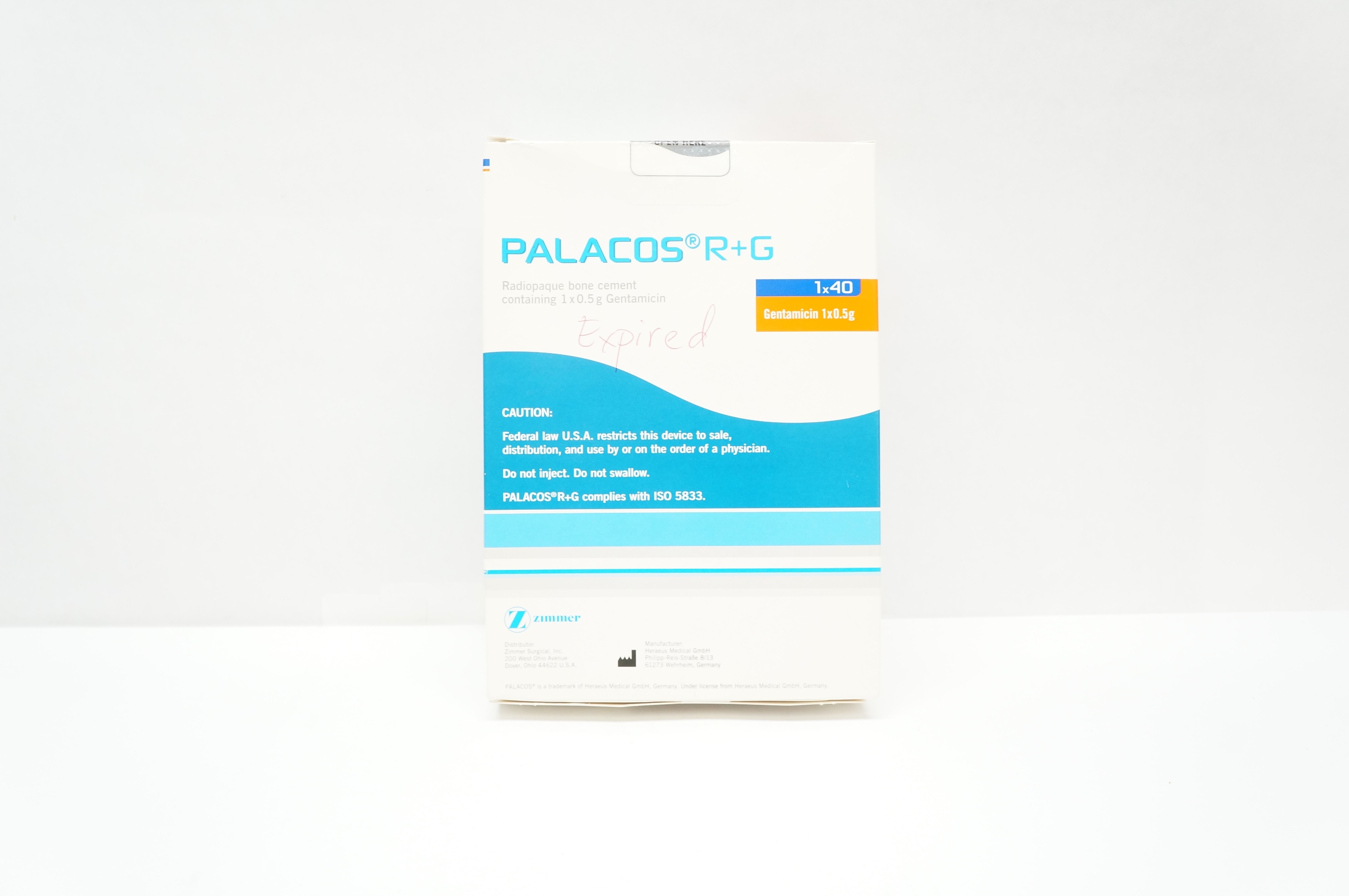 Zimmer 66020502 Palacos R=G Radiopaque Bone Cement w/Gentamicin 1x0.5g (x)