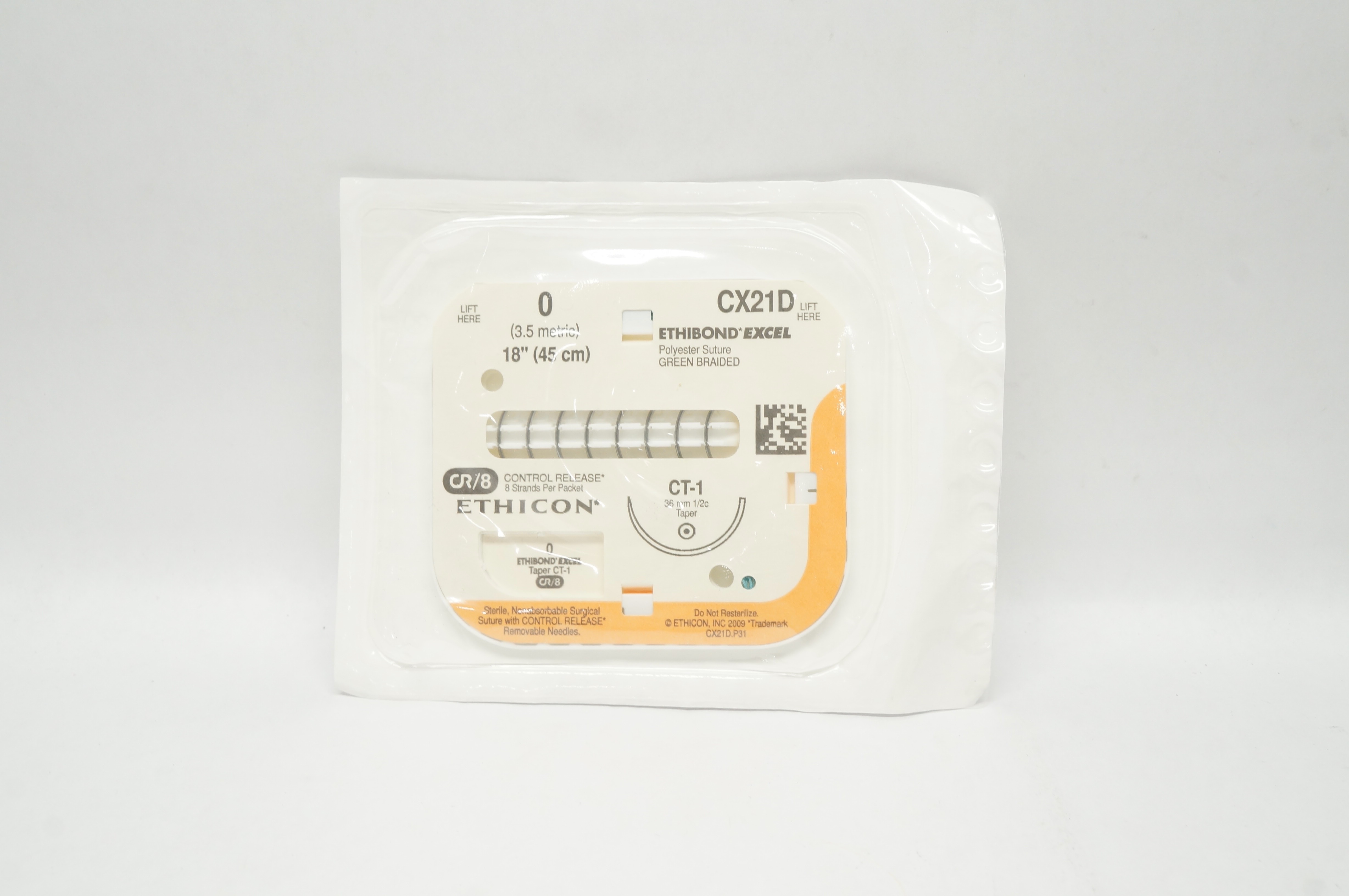 Ethicon CX21D 0 Ethibond Excel Polyester Stre CT-1 36mm 1/2c Taper, 18inch