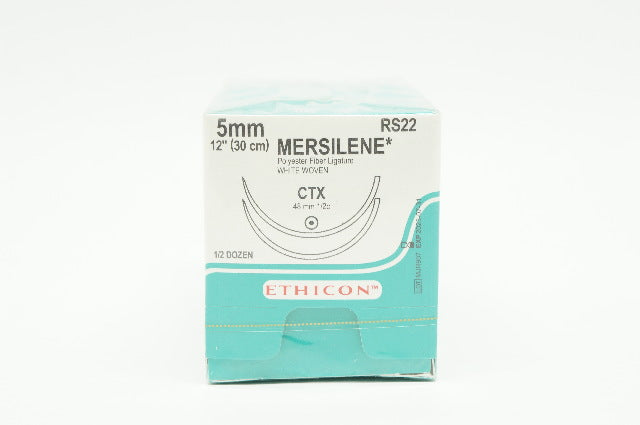 Ethicon RS22 Mersilene Polyester Fiber Ligature CTX 48mm 1/2c 12inch - Box of 6