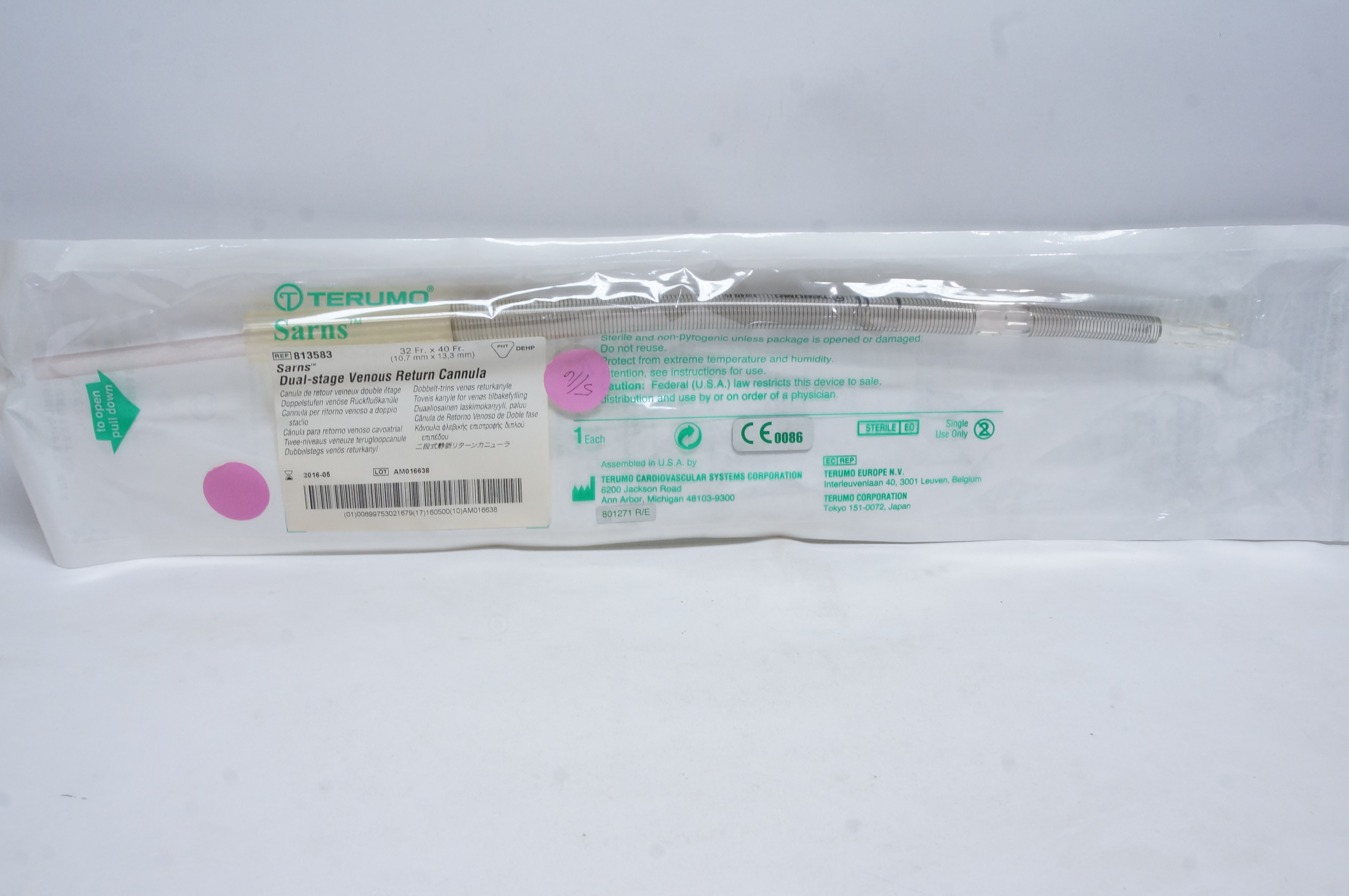 Terumo 813583 Sarns Dual-Stage Venous Return Cannula 32Fr. x 40Fr. (x)
