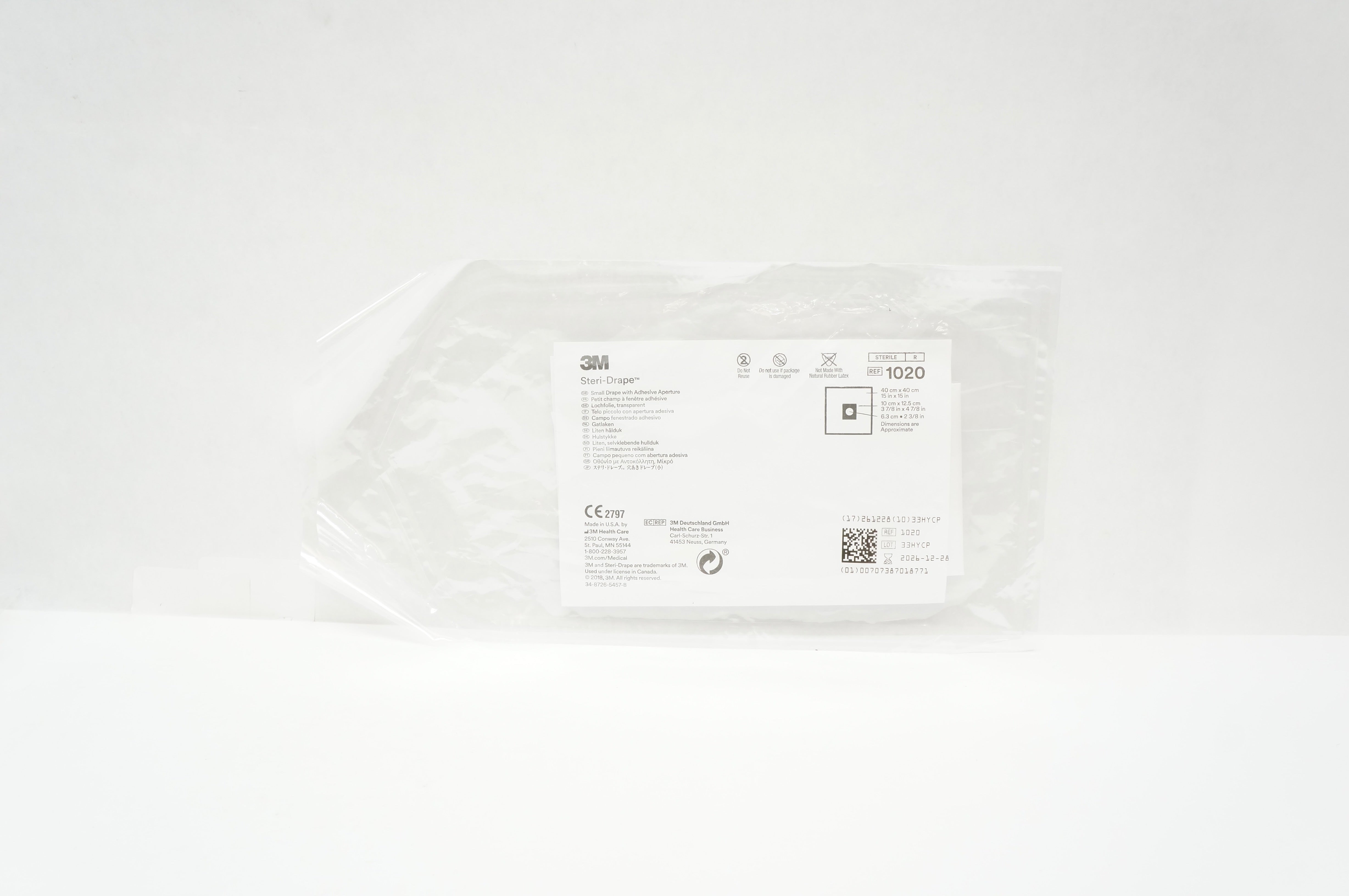 3M 1020 Steri-Drape Small Drape with Adhesive Aperture 15inch x 15inch