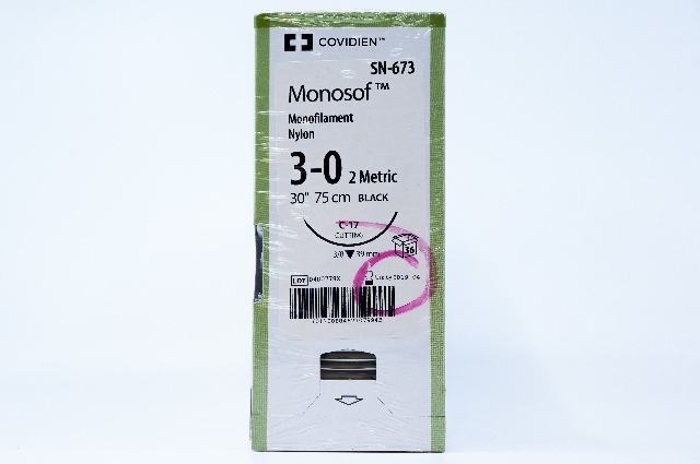 Covidien SN-673 3-0 Monosof, C-17, 3/8 39mm, 30inch ~ Pack of 36