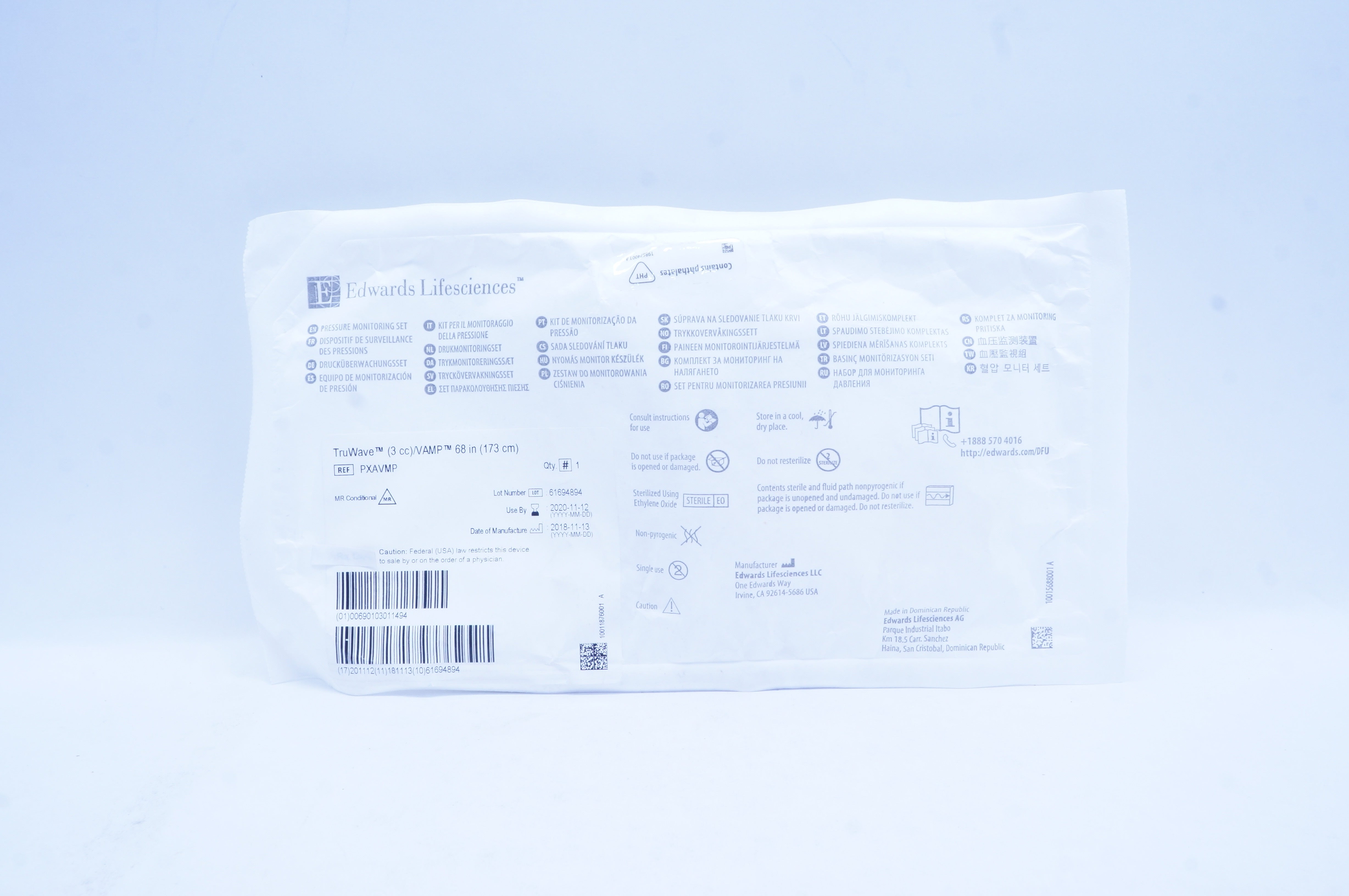 Edwards Lifesciences PXAVMP Pressure Monitoring Set TruWave (3cc)/VAMP 68in. (x)