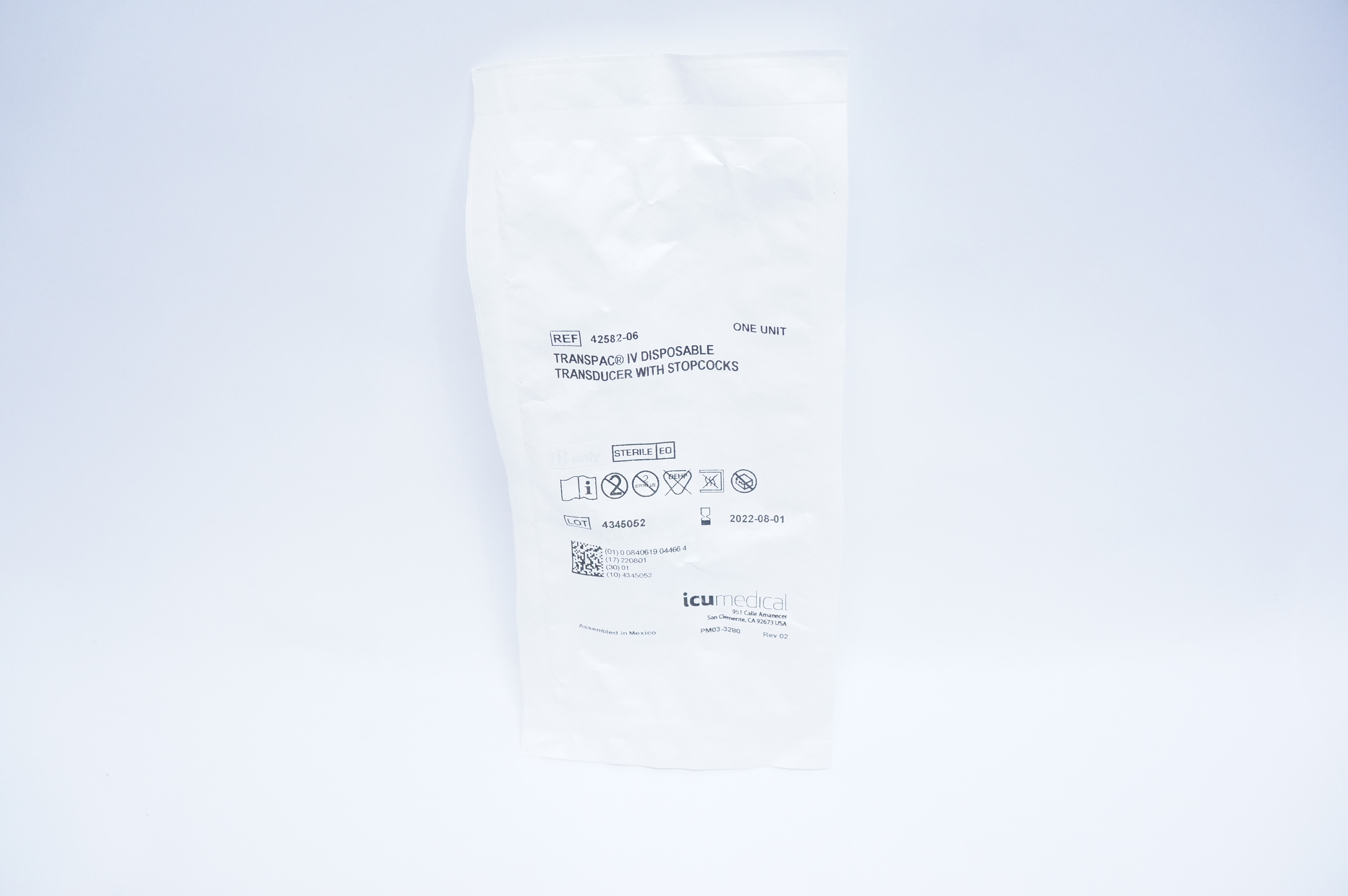 ICU Medical 42582-06 Transpac IV Disposable Transducer W/ Stopcocks