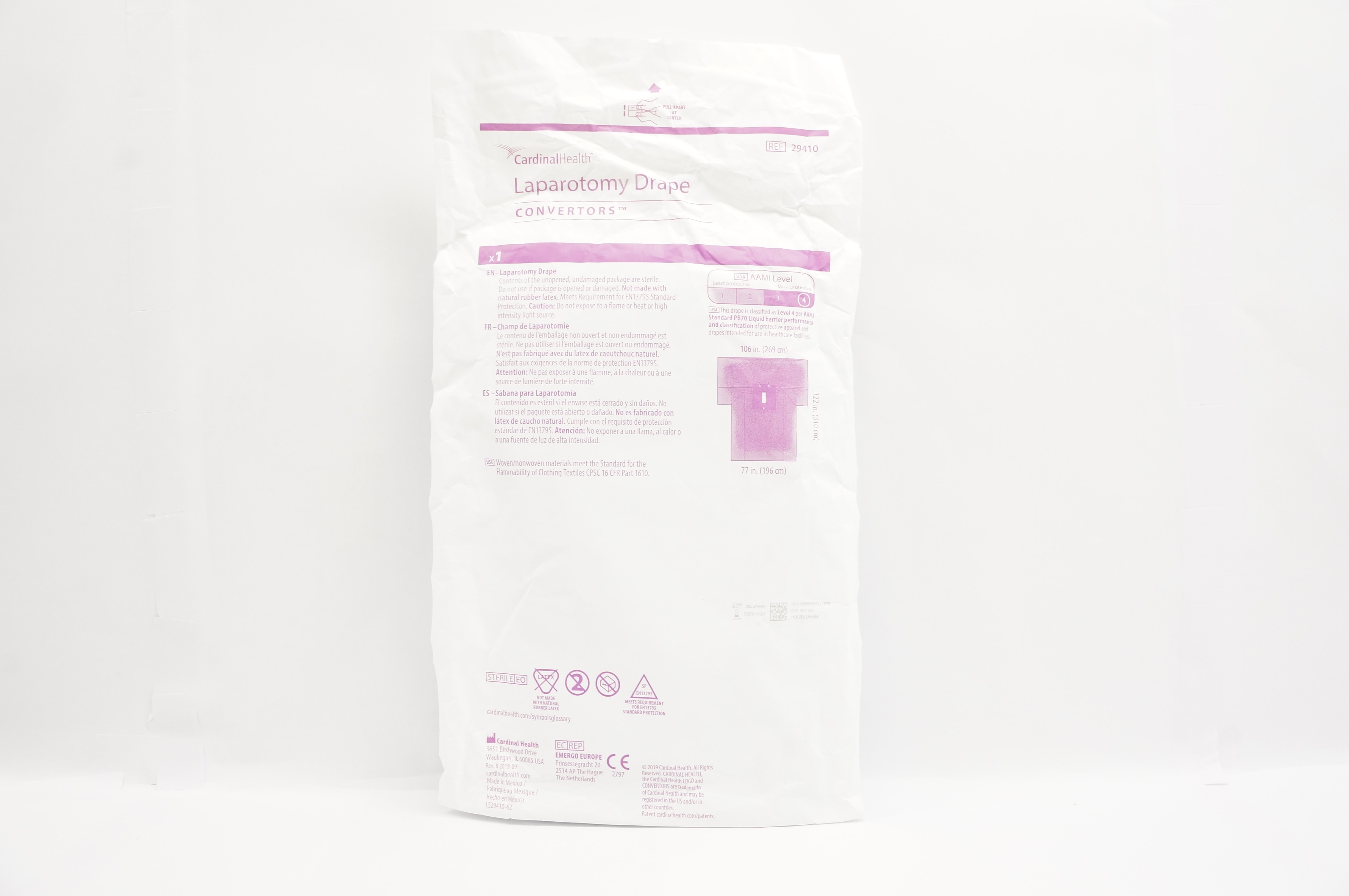 Cardinal Health 29410 Convertors Tiburon Laparotomy Drape 106inch x 122inch