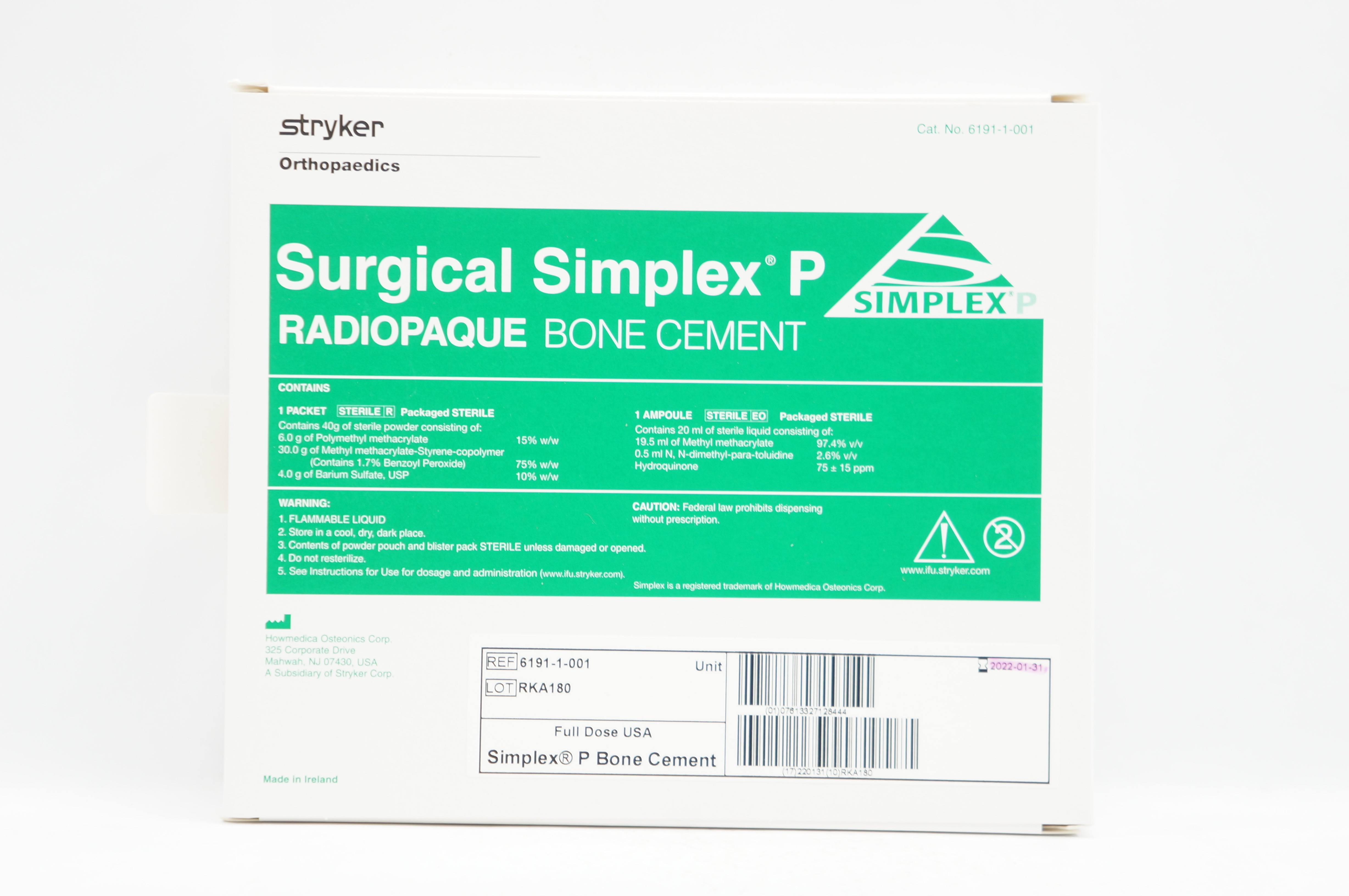 Stryker 6191-1-001 Surgical Simplex P Radiopaque Bone Cement