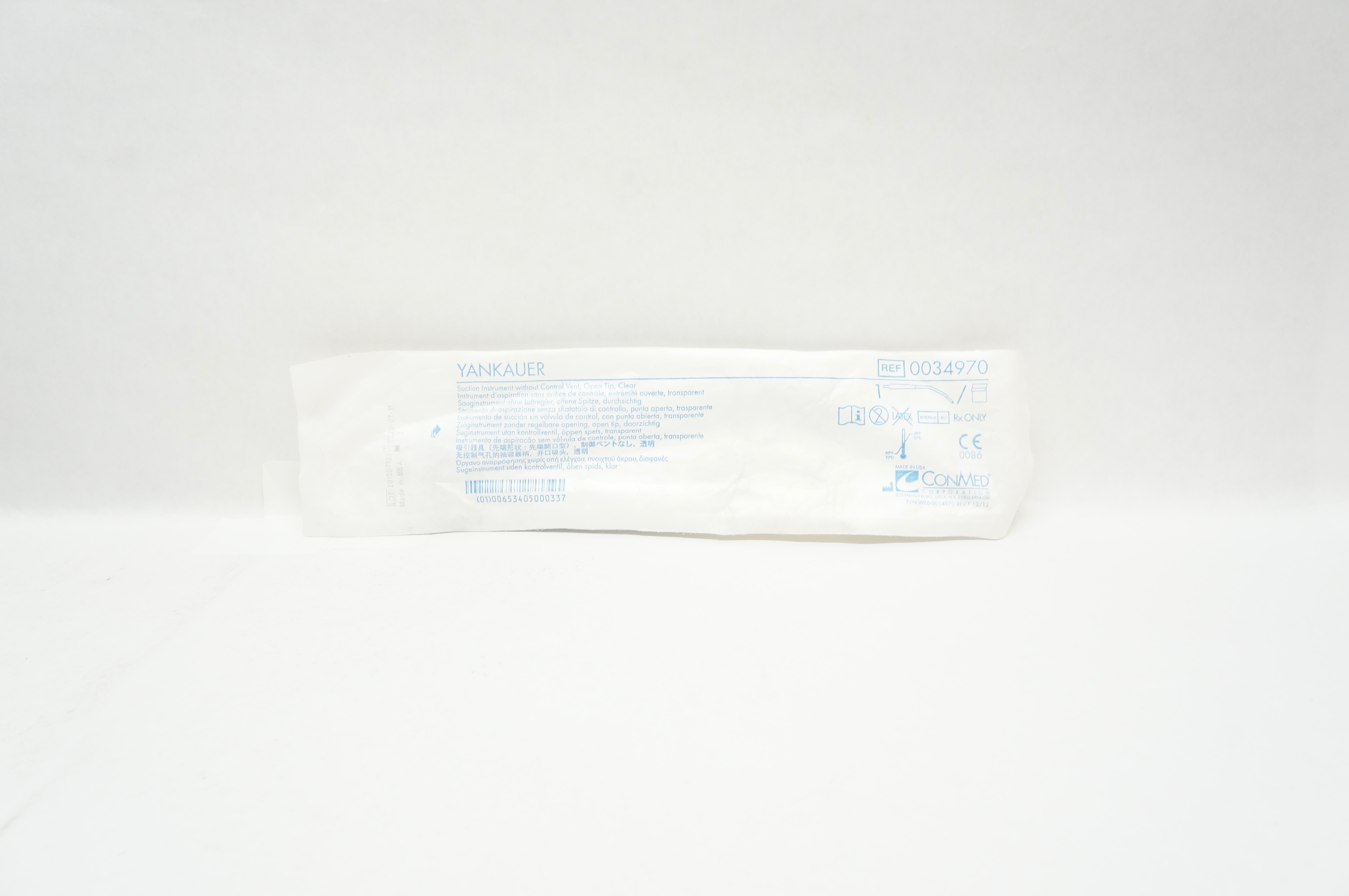ConMed 0034970 YANKAUER Suction Instrument without Control Vent, Open Tip (x)