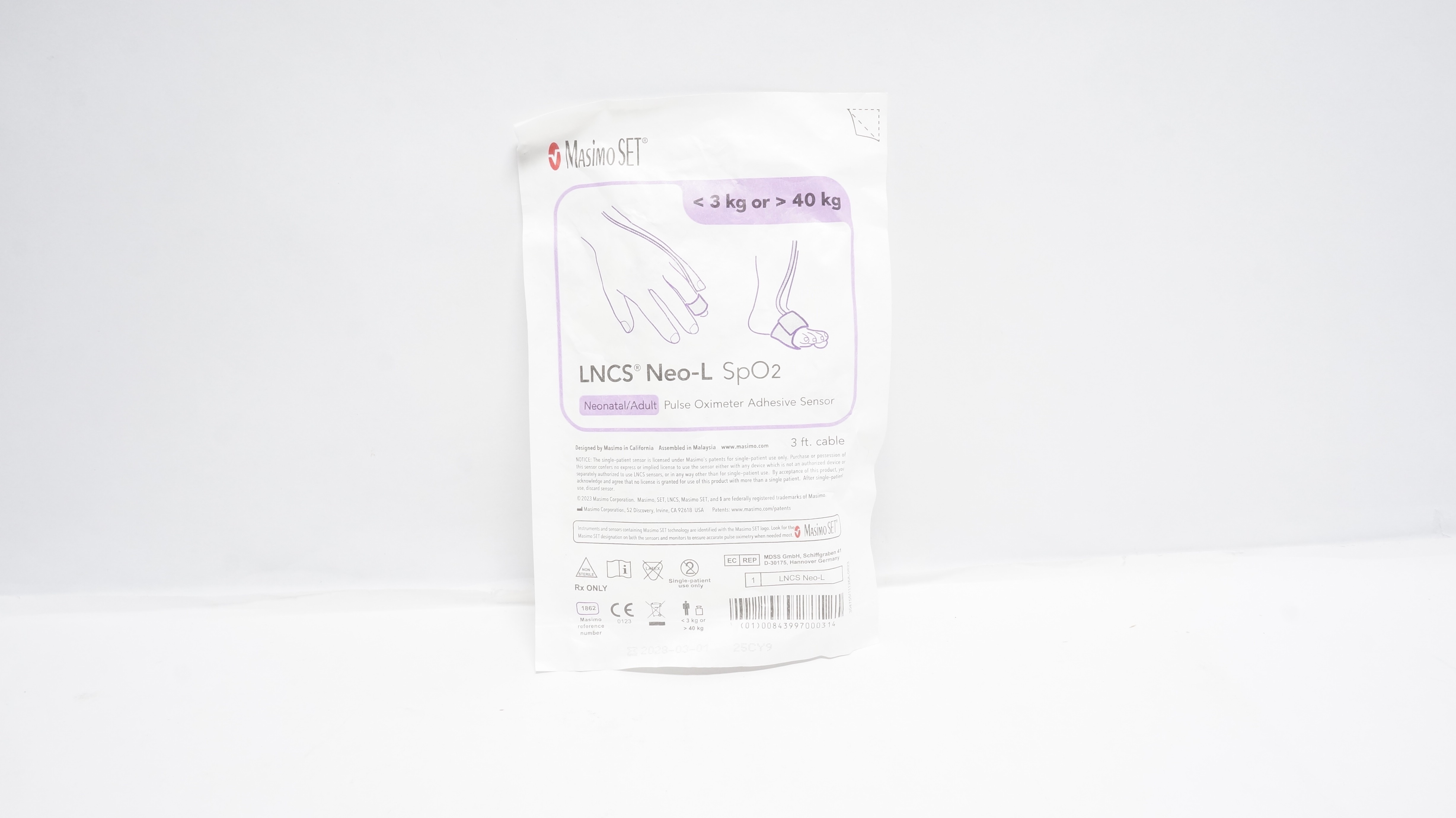 Masimo 1862 LNCS Neo-L SpO₂ Neonatal/Adult Pulse Oximeter Adhesive Sensor