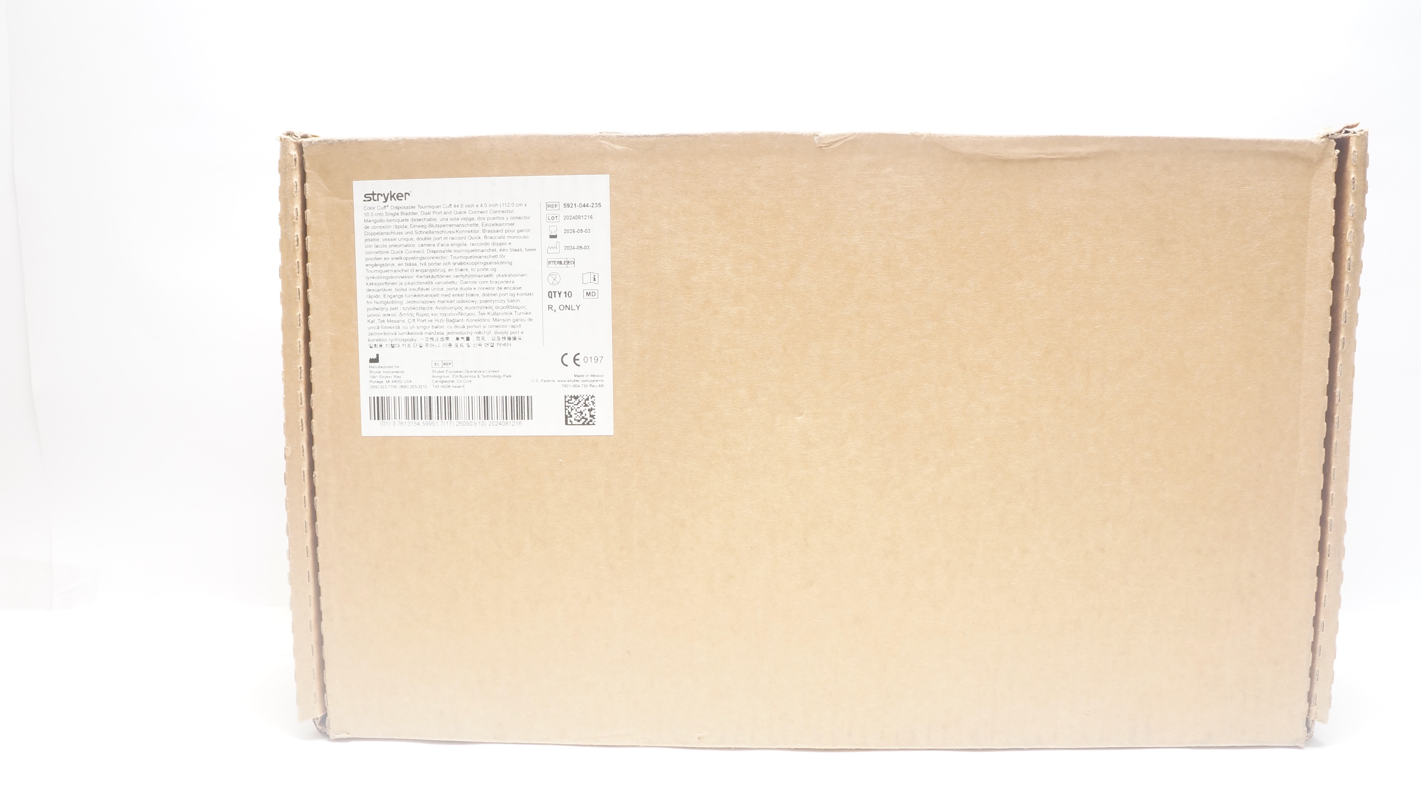 Stryker 5921-044-235 Color Cuff Disposable Tourniquet Cuff 44In x 4In -Box of 10