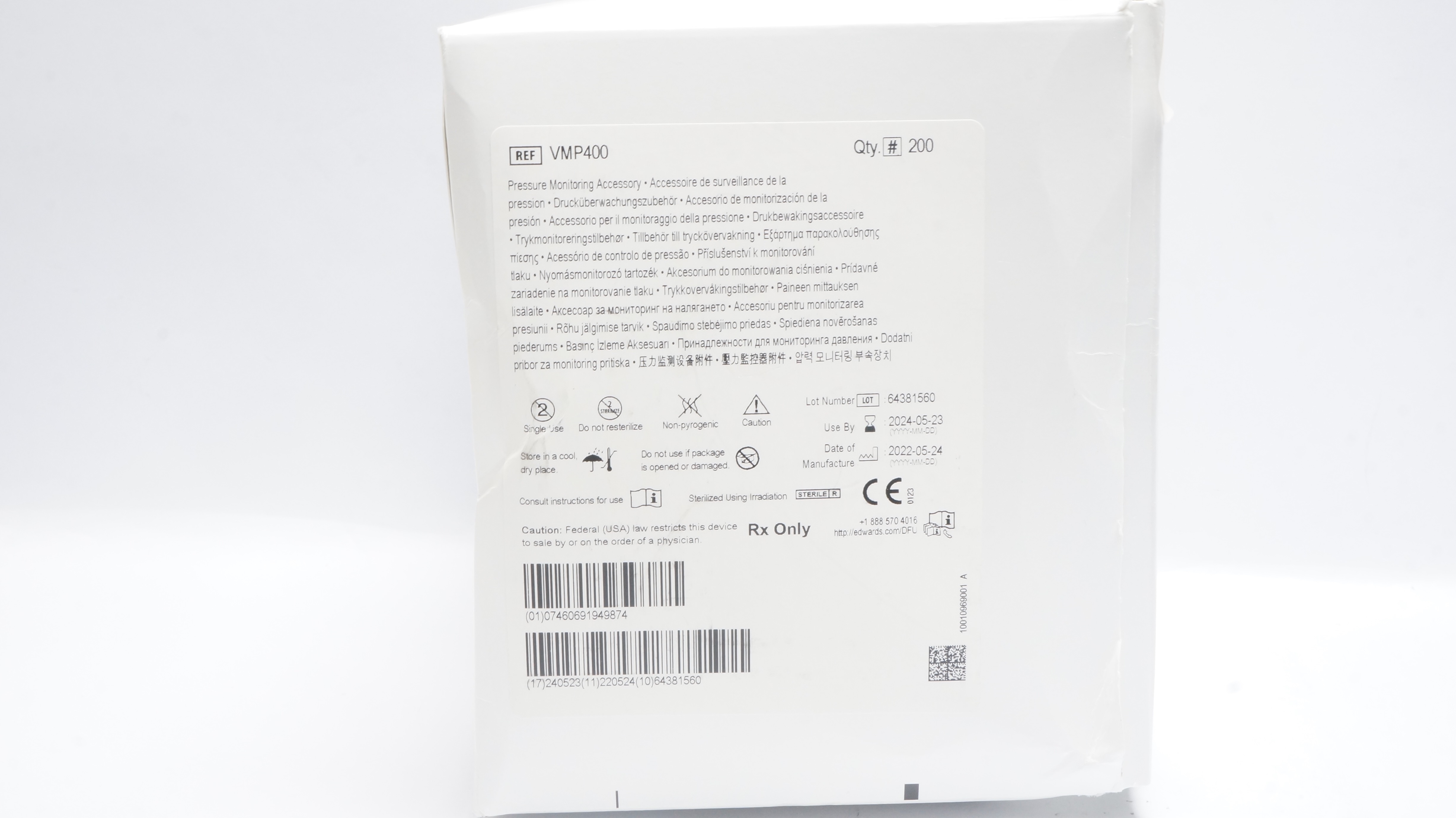 Edwards Lifesciences VMP400 Pressure Monitoring Accessory (x) - Box of 200