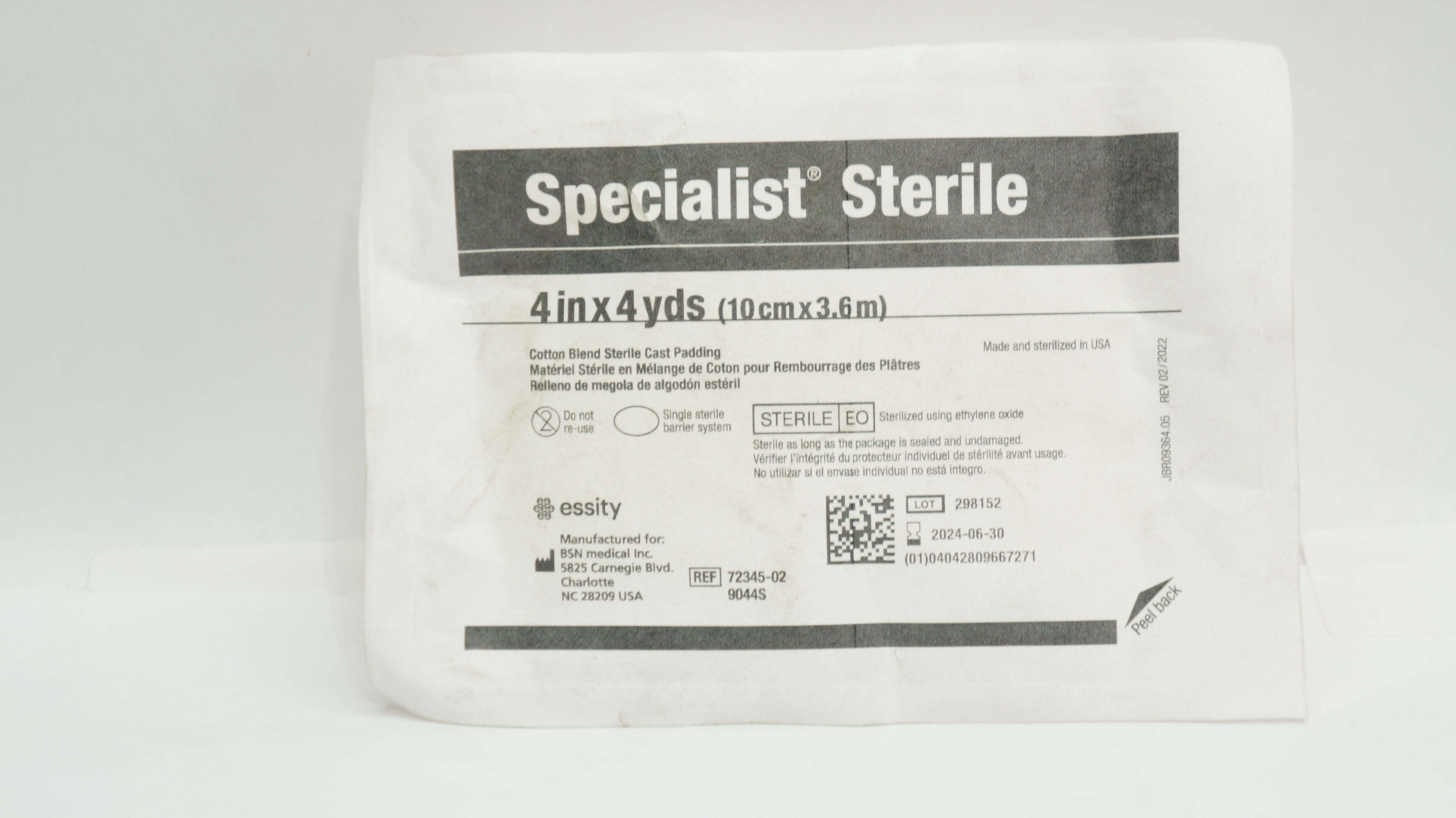 BSN Medical 72345-02 Specialist Sterile Cotton Blend Cast Padding 4inch x 4yds