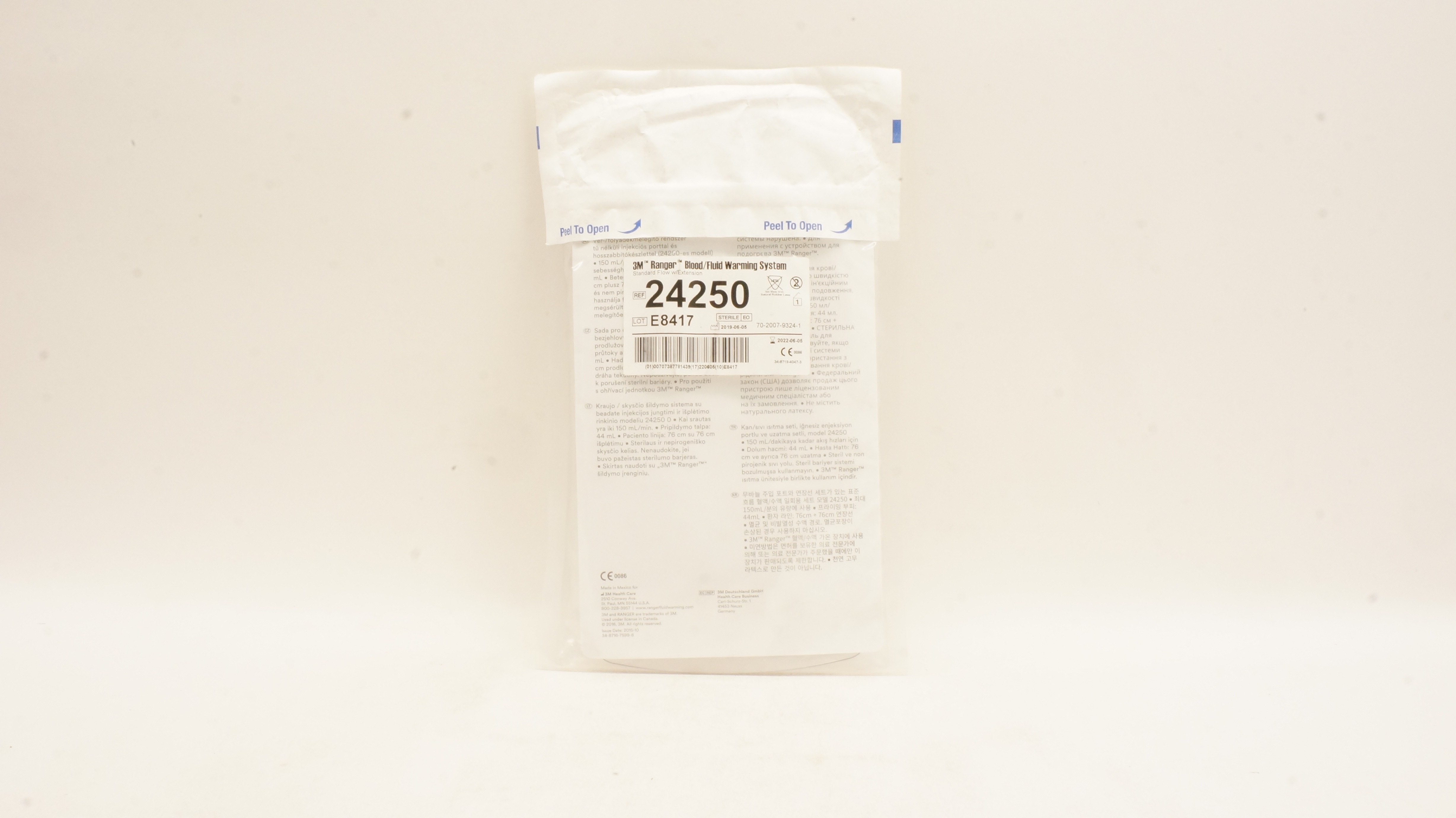 3M 24250 Ranger Standard Flow Blood/Fluid Warming Set with Extension