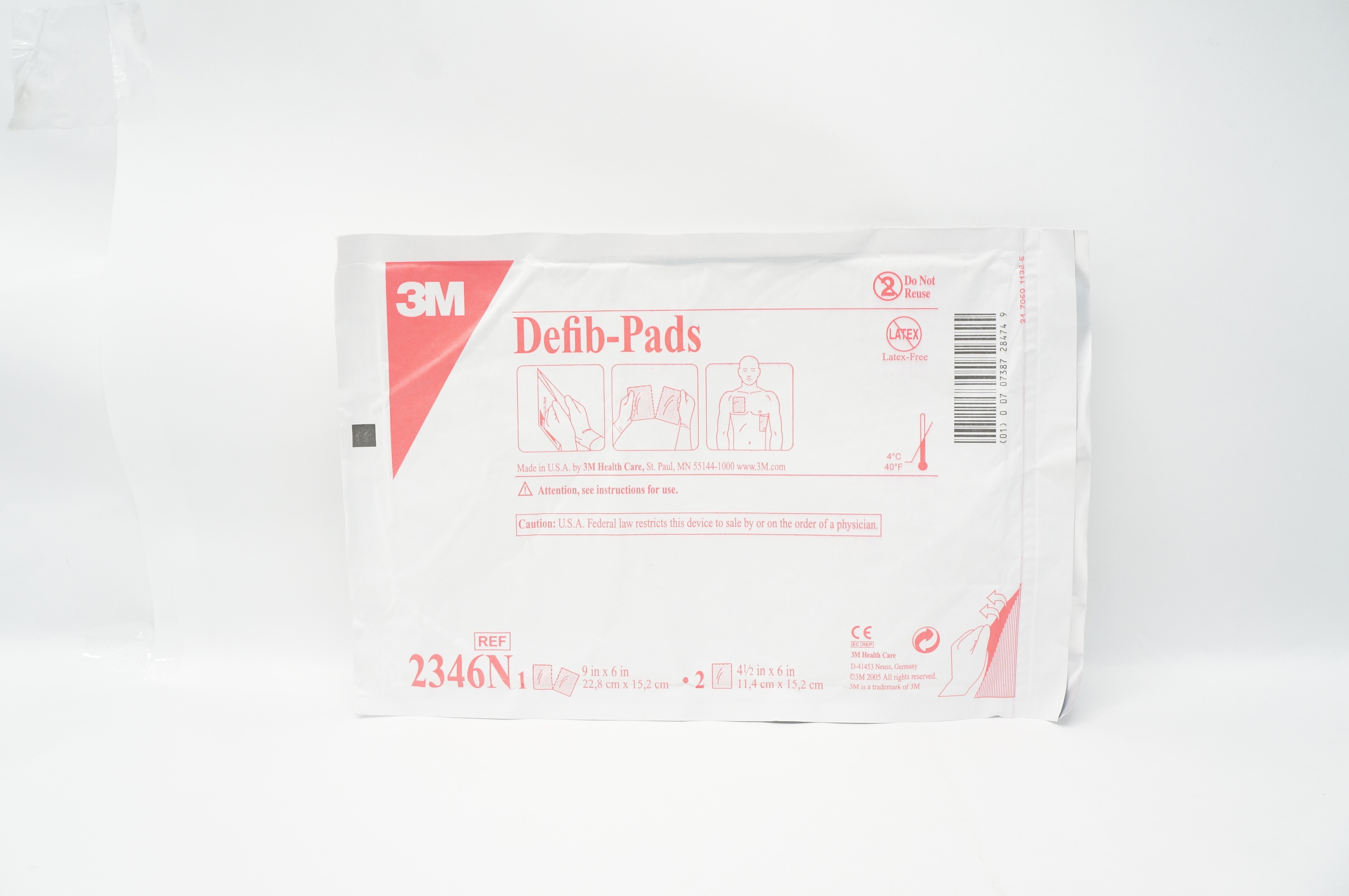 3M 2346N Defib-Pads 9inch x 6inch, 4-1/2inch x 6inch (x)
