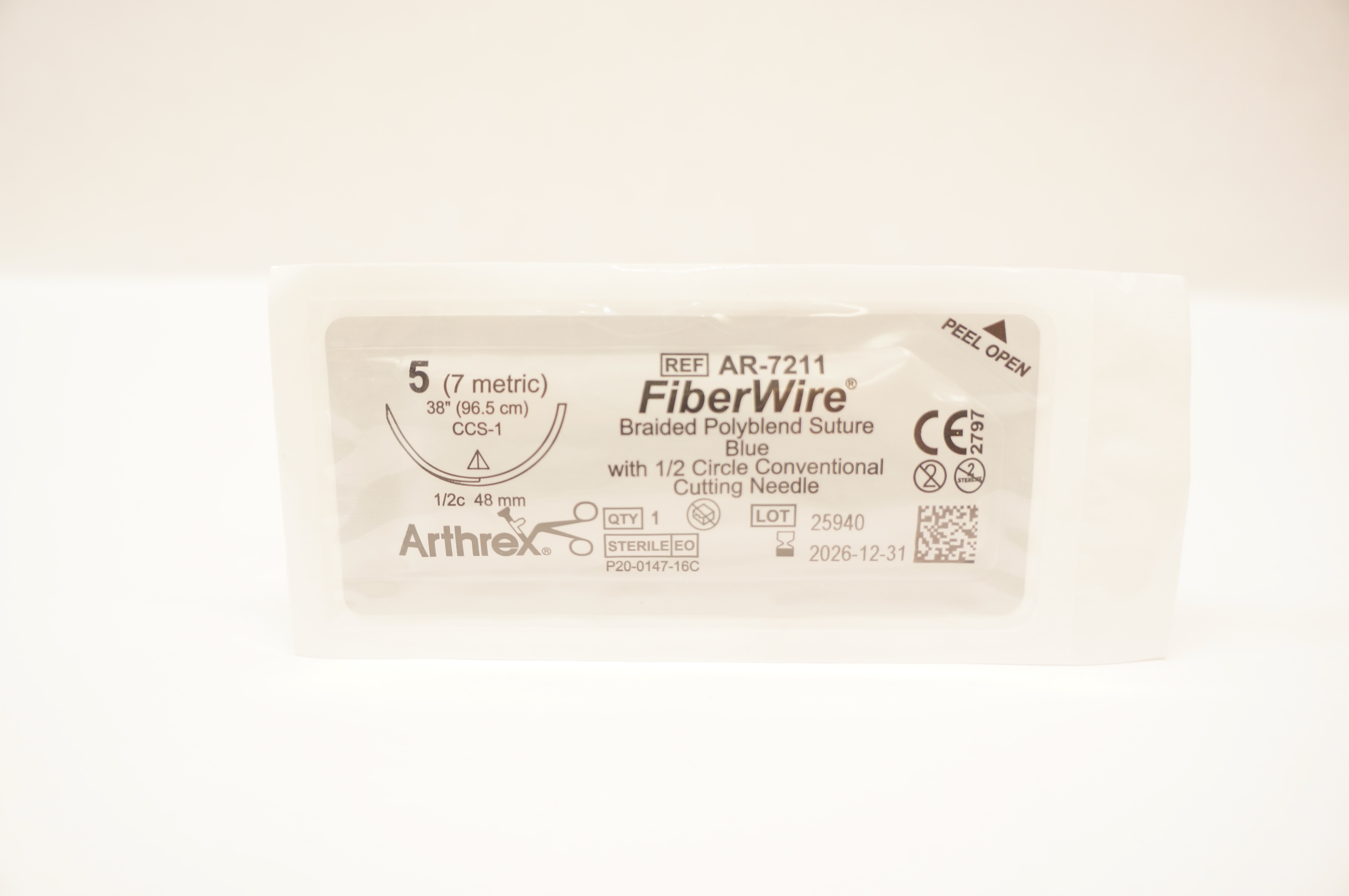 Arthrex AR-7211 5 FiberWire Braided Polyblend Stre CCS-1 1/2c 48mm, 38inch
