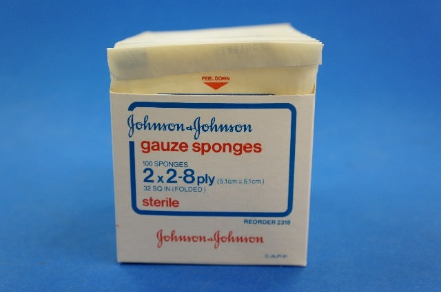 Johnson & Johnson 2318 Gauze Sponges 2 x 2-8ply ~ Box of 45